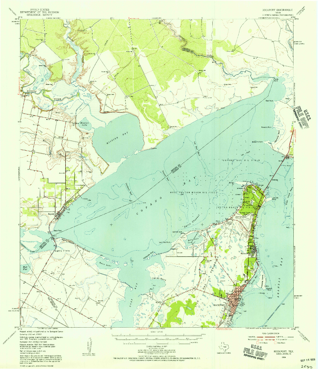 USGS 1:62500-SCALE QUADRANGLE FOR ROCKPORT, TX 1954