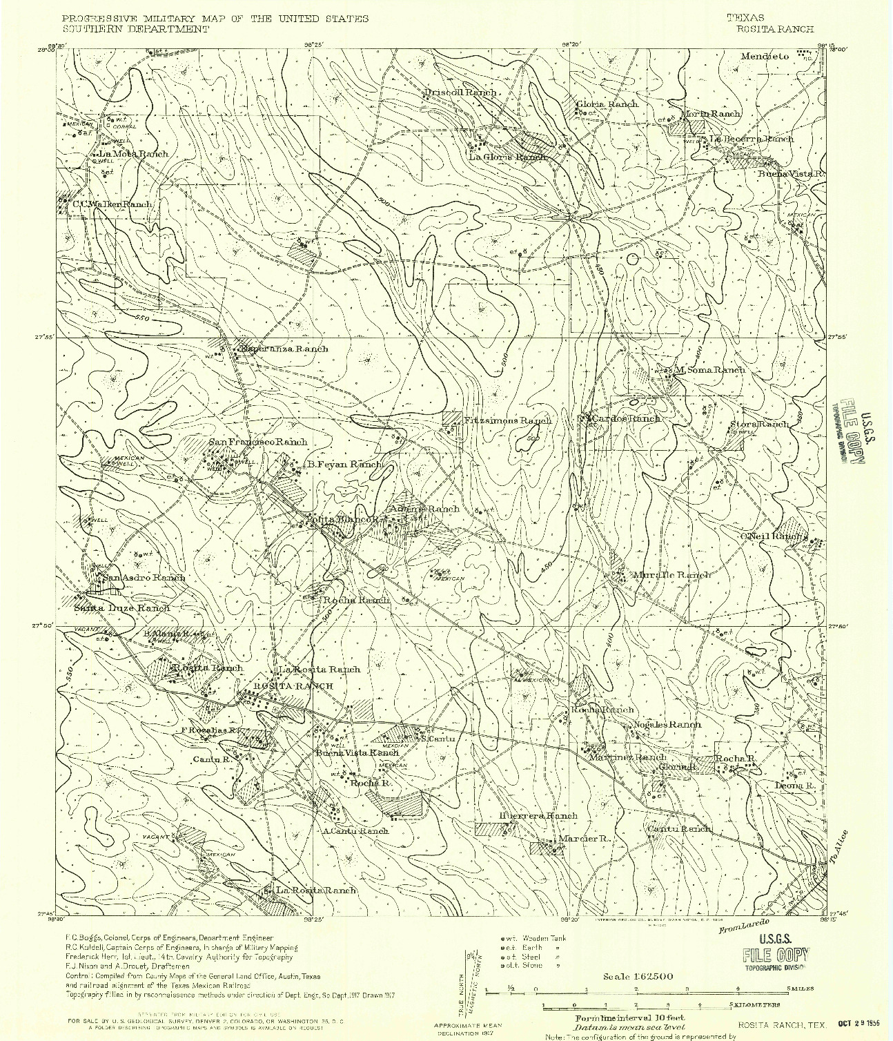 USGS 1:62500-SCALE QUADRANGLE FOR ROSITA RANCH, TX 1956