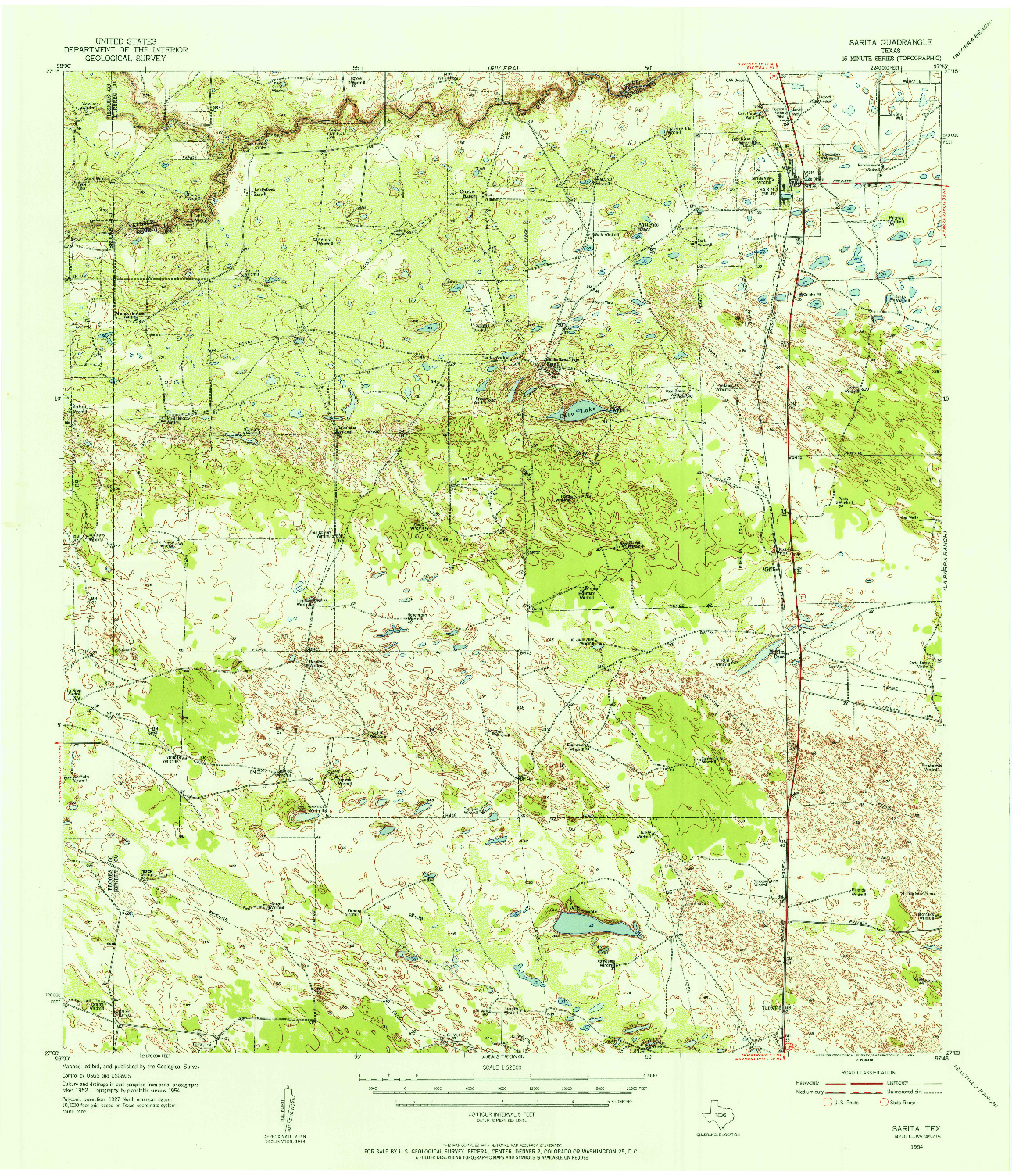 USGS 1:62500-SCALE QUADRANGLE FOR SARITA, TX 1954