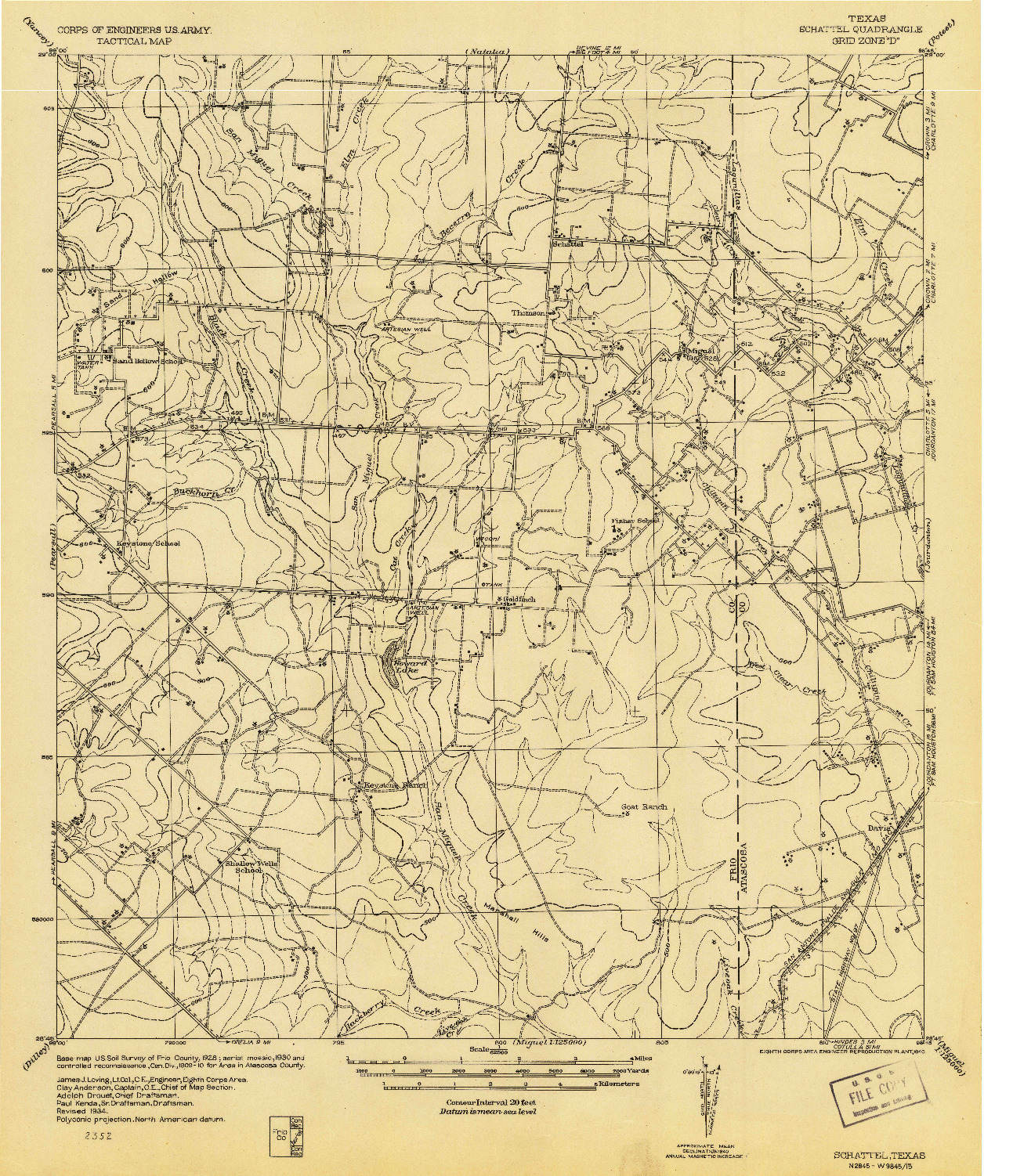 USGS 1:62500-SCALE QUADRANGLE FOR SCHATTEL, TX 1934