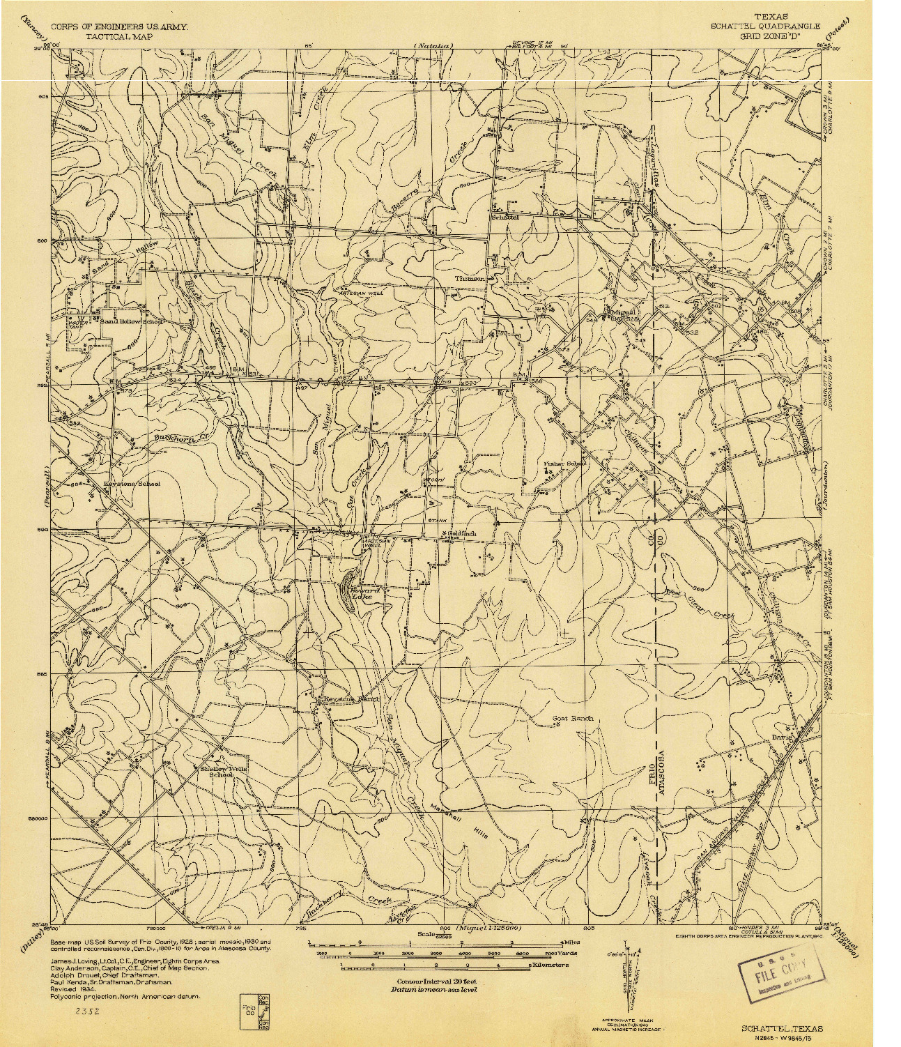 USGS 1:62500-SCALE QUADRANGLE FOR SCHATTEL, TX 1934