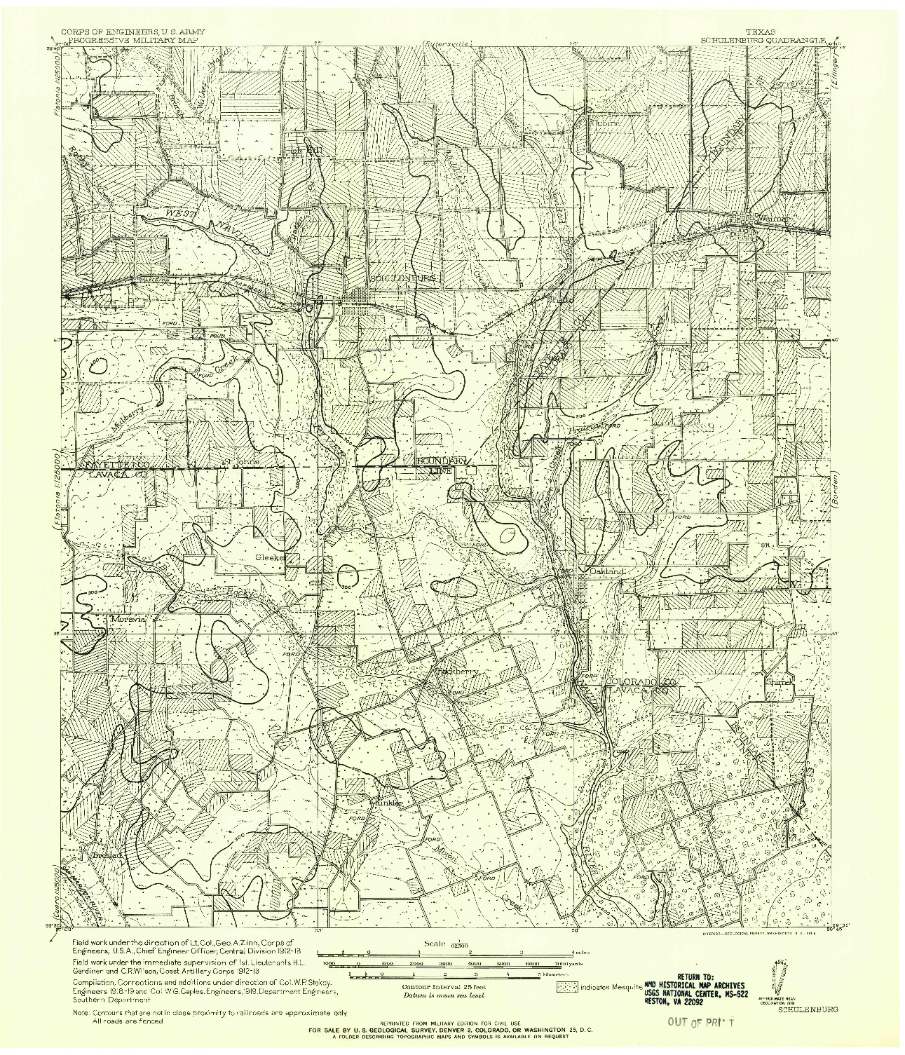 USGS 1:62500-SCALE QUADRANGLE FOR SCHULENBURG, TX 1919