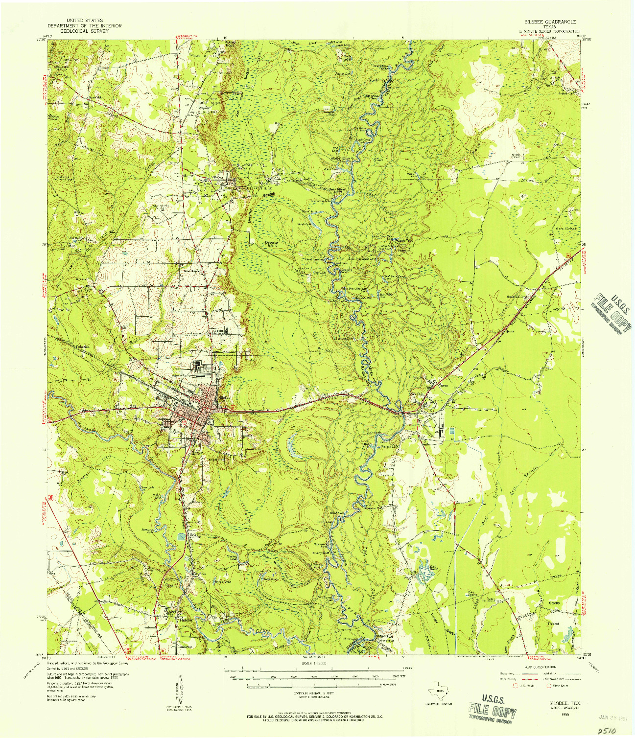 USGS 1:62500-SCALE QUADRANGLE FOR SILSBEE, TX 1955