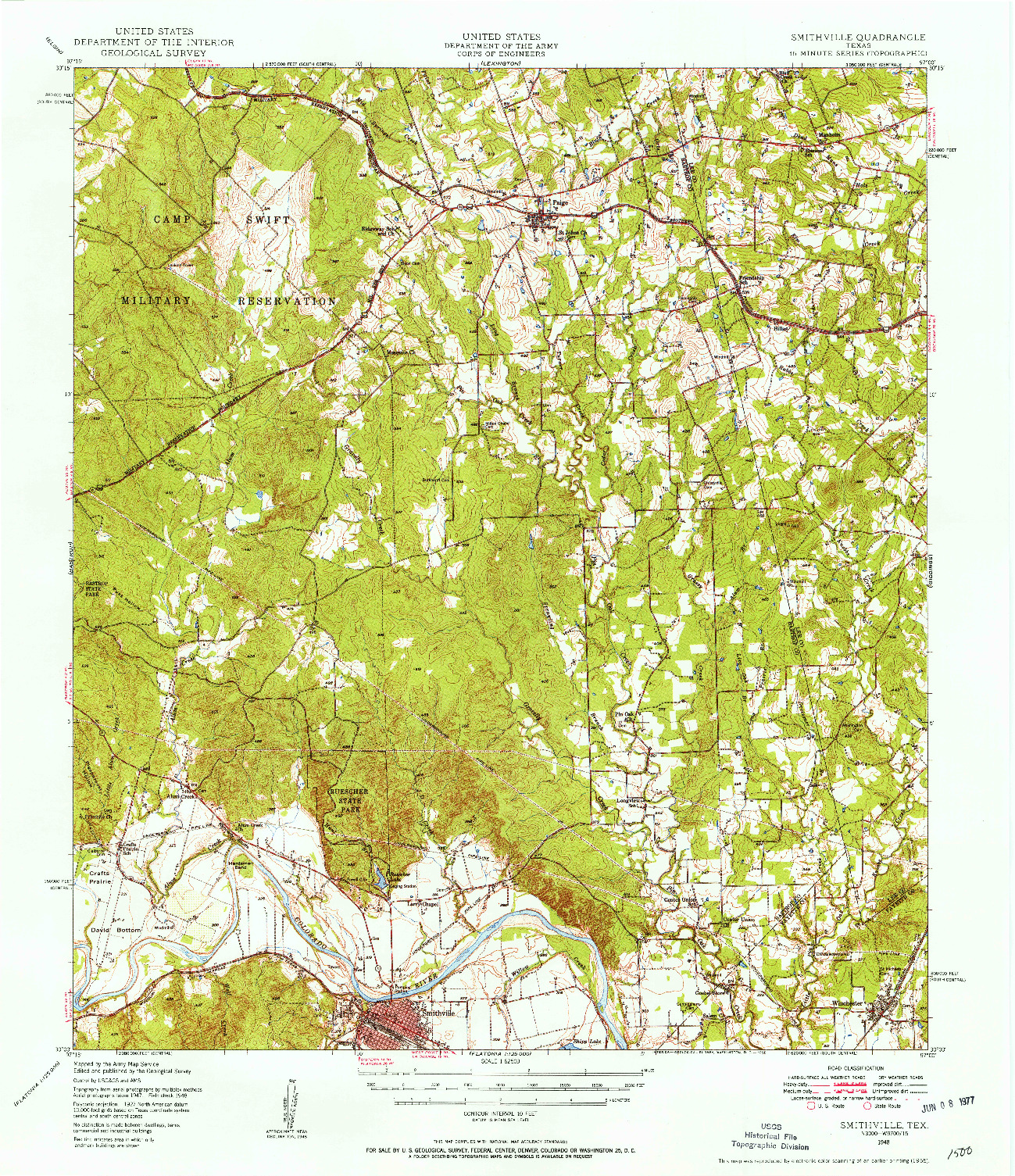 USGS 1:62500-SCALE QUADRANGLE FOR SMITHVILLE, TX 1948