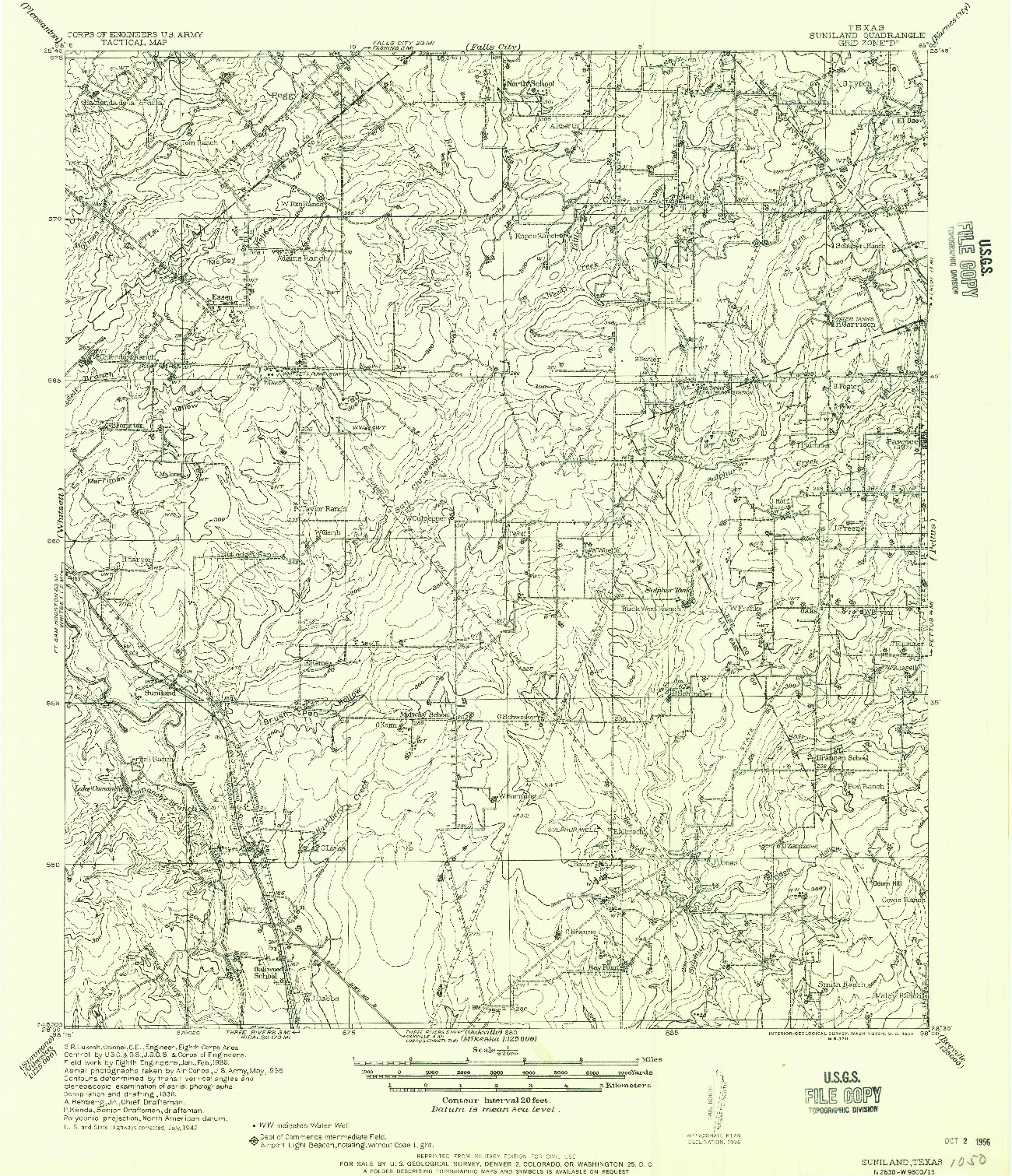 USGS 1:62500-SCALE QUADRANGLE FOR SUNILAND, TX 1956