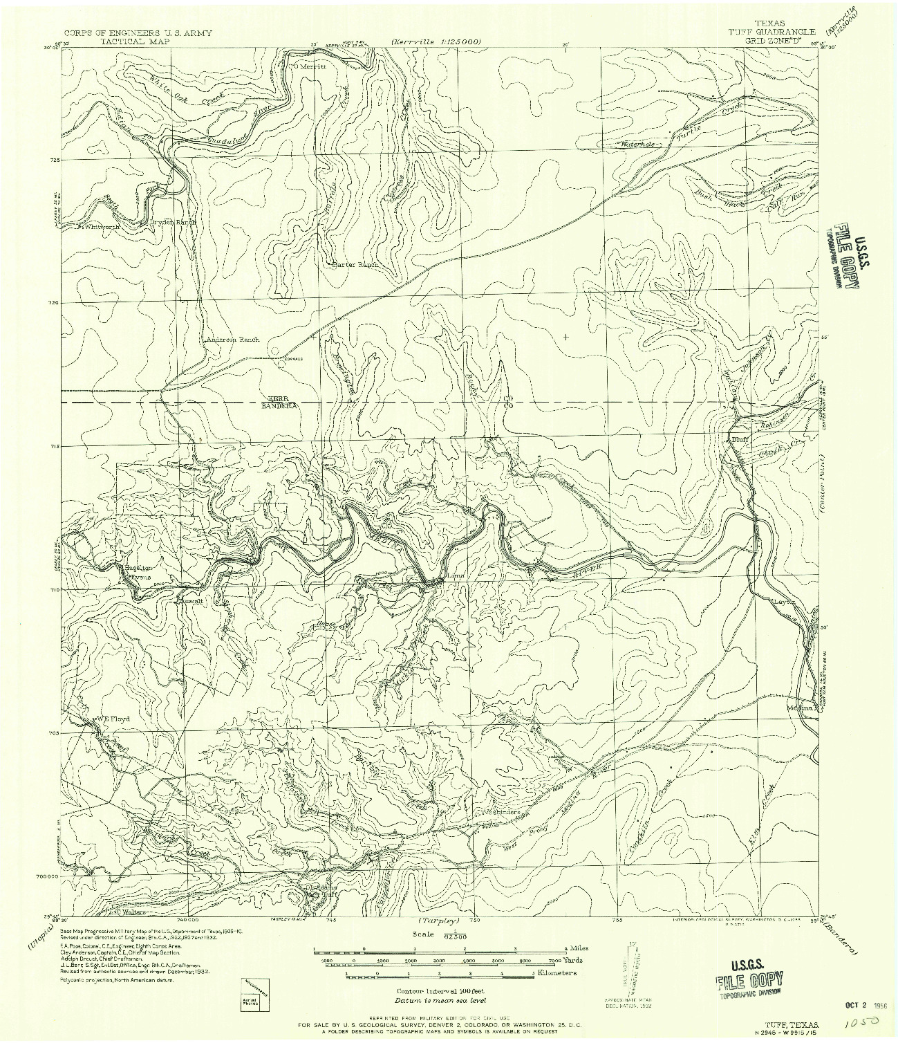 USGS 1:62500-SCALE QUADRANGLE FOR TUFF, TX 1956