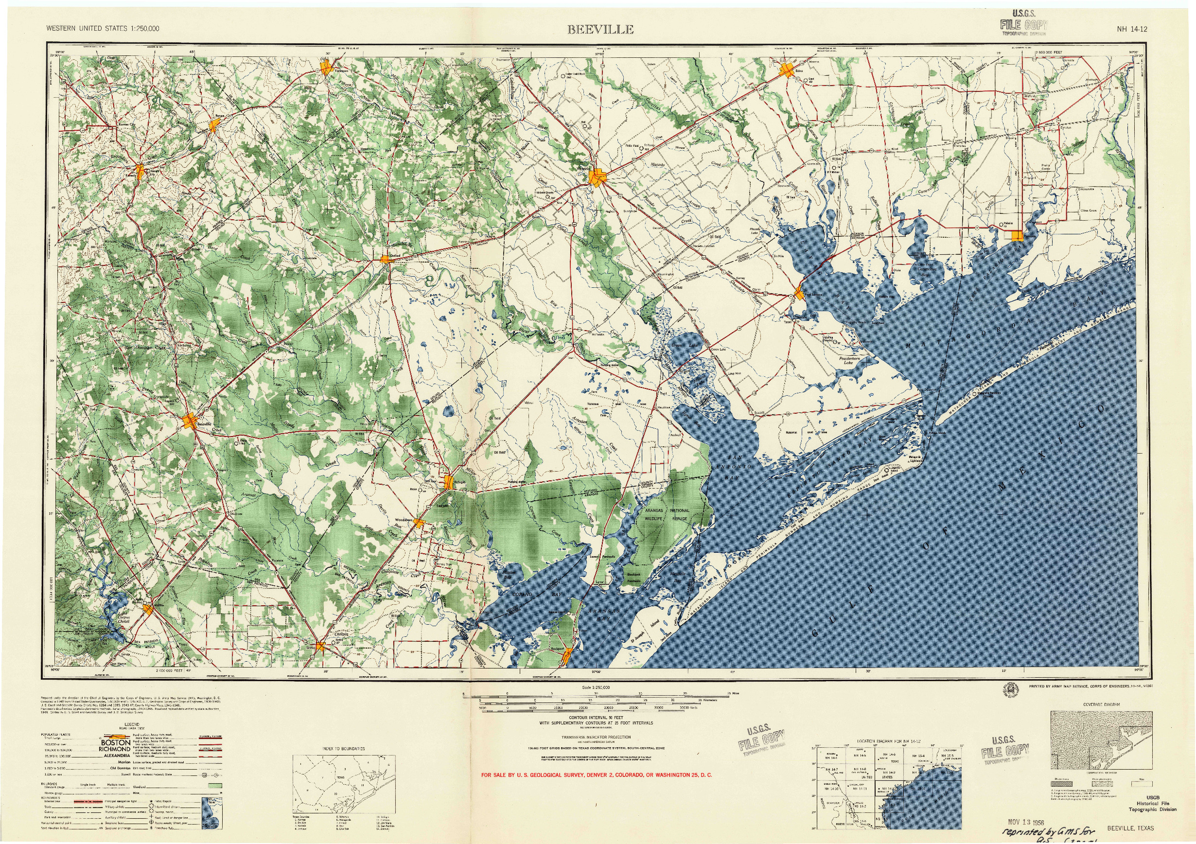 USGS 1:250000-SCALE QUADRANGLE FOR BEEVILLE, TX 1956