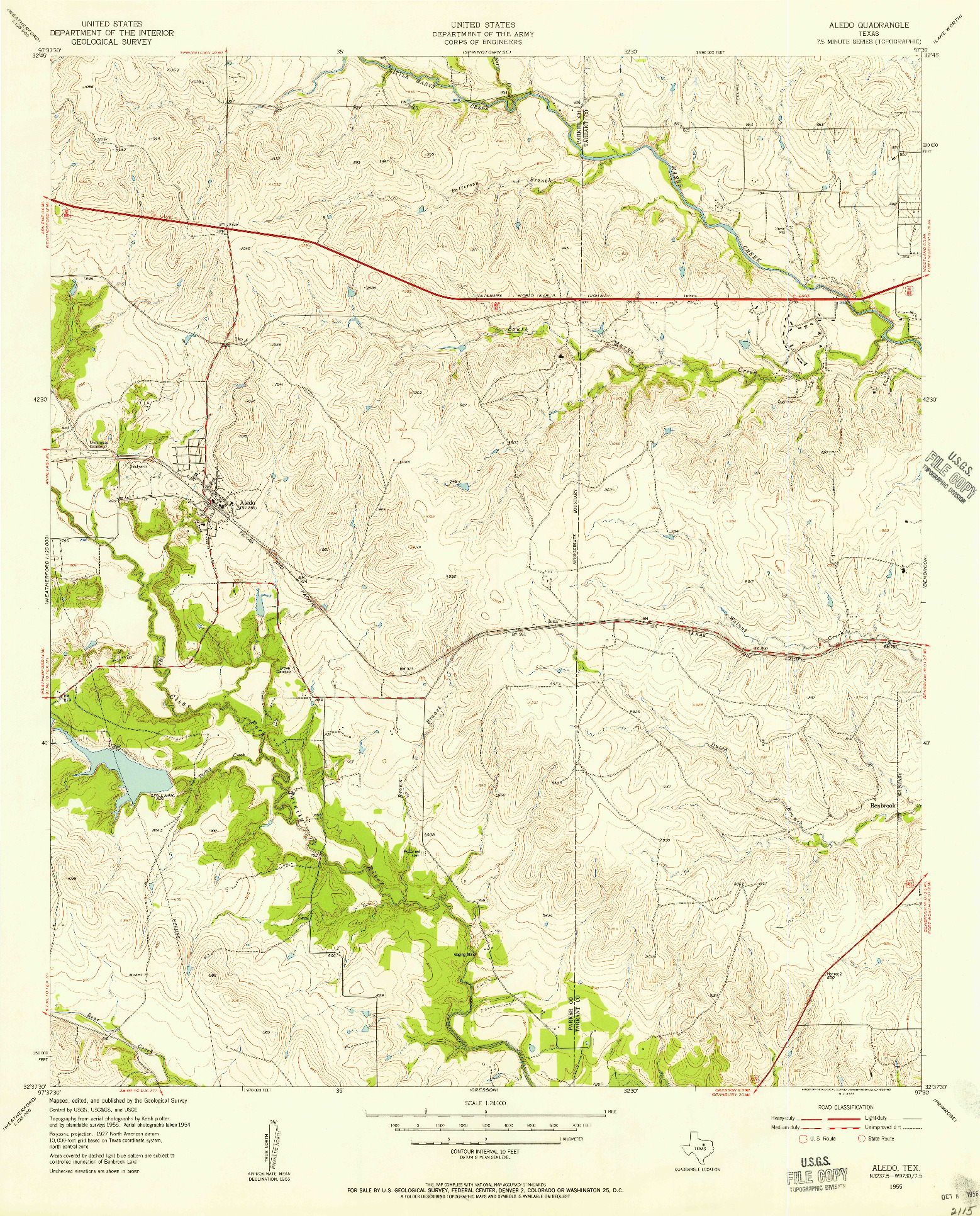 USGS 1:24000-SCALE QUADRANGLE FOR ALEDO, TX 1955