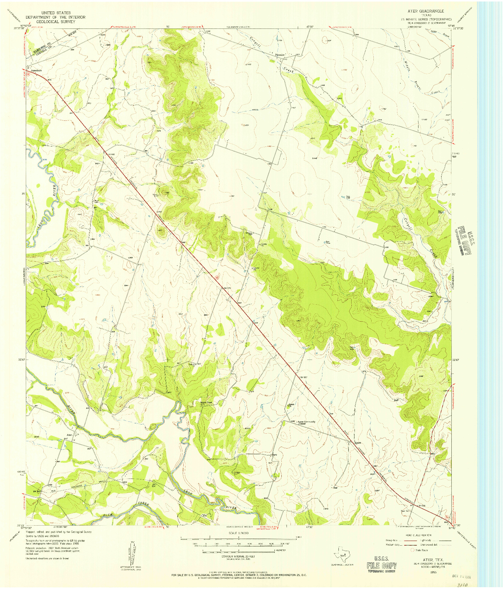 USGS 1:24000-SCALE QUADRANGLE FOR ATER, TX 1955