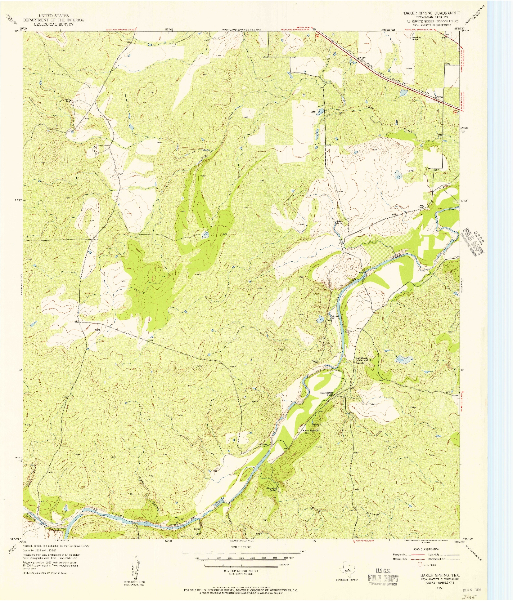 USGS 1:24000-SCALE QUADRANGLE FOR BAKER SPRING, TX 1955