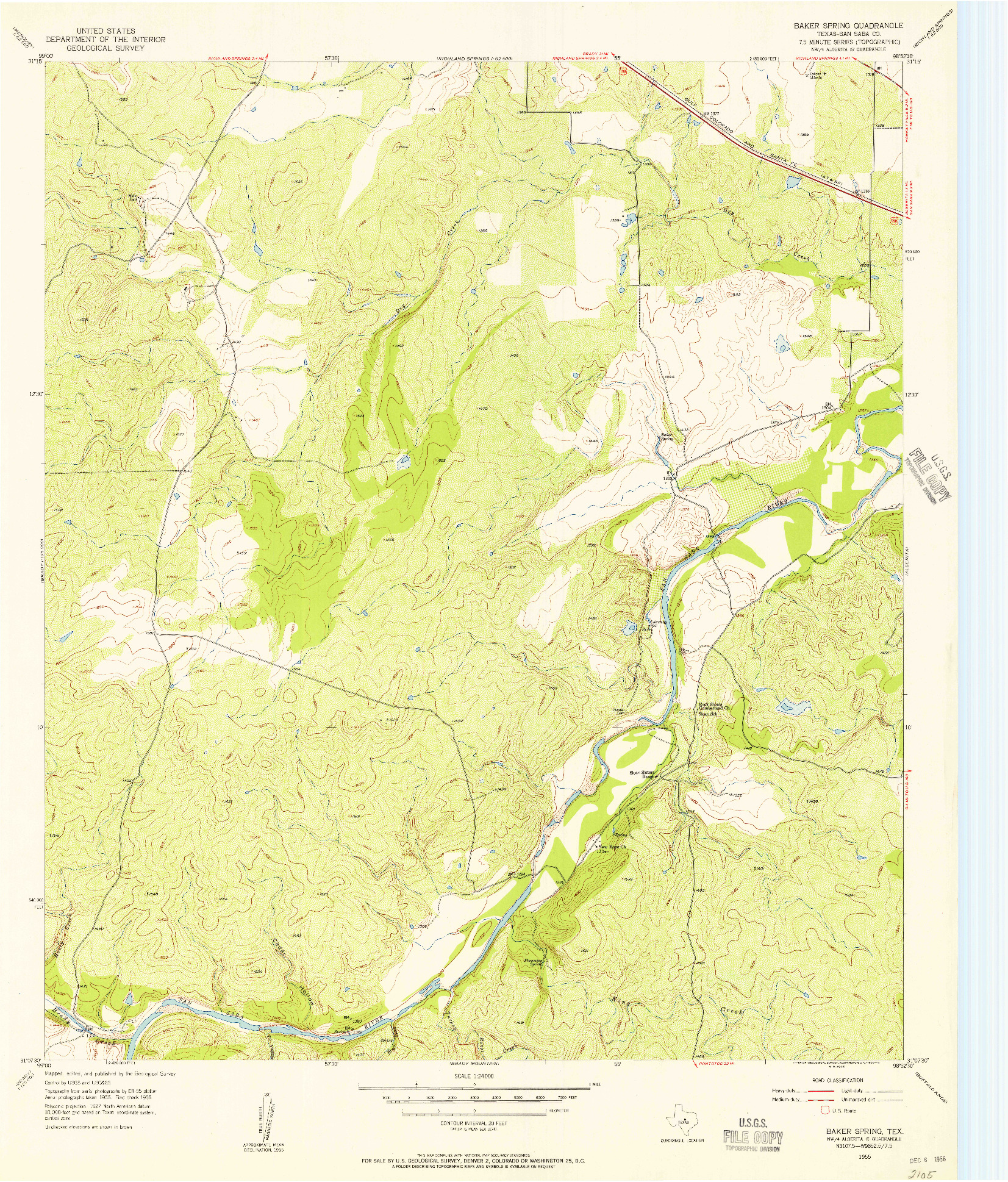USGS 1:24000-SCALE QUADRANGLE FOR BAKER SPRING, TX 1955