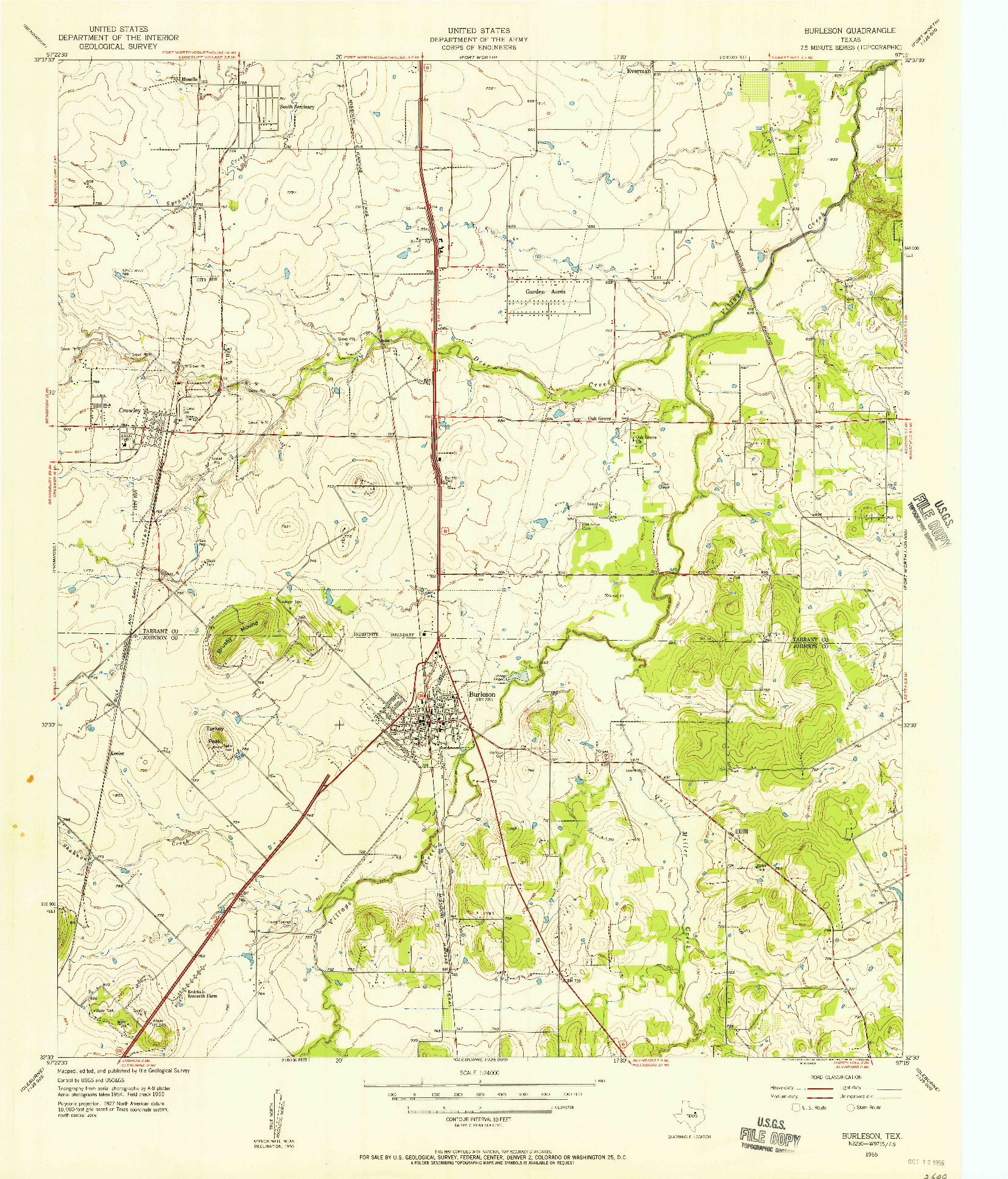 USGS 1:24000-SCALE QUADRANGLE FOR BURLESON, TX 1955