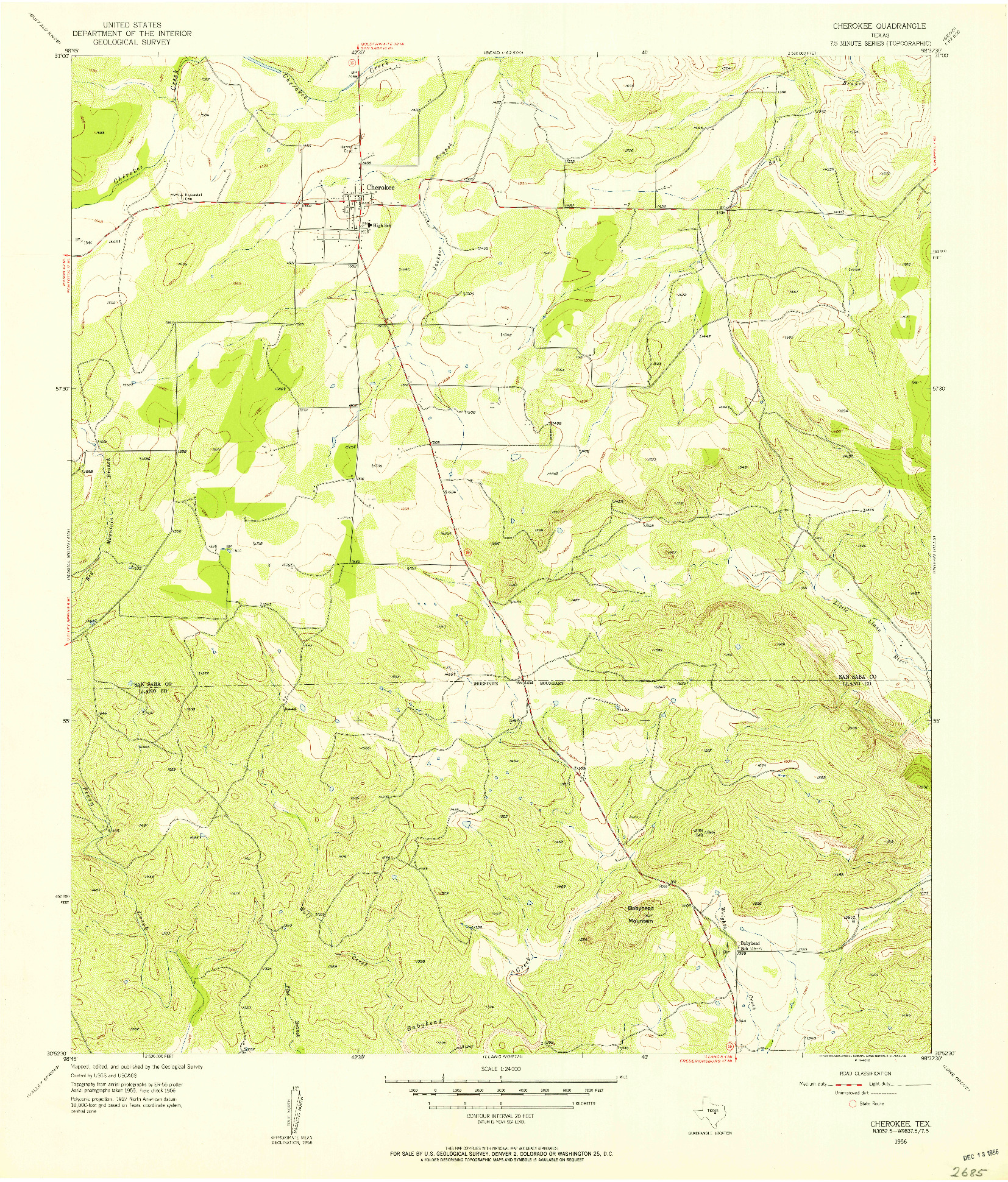 USGS 1:24000-SCALE QUADRANGLE FOR CHEROKEE, TX 1956