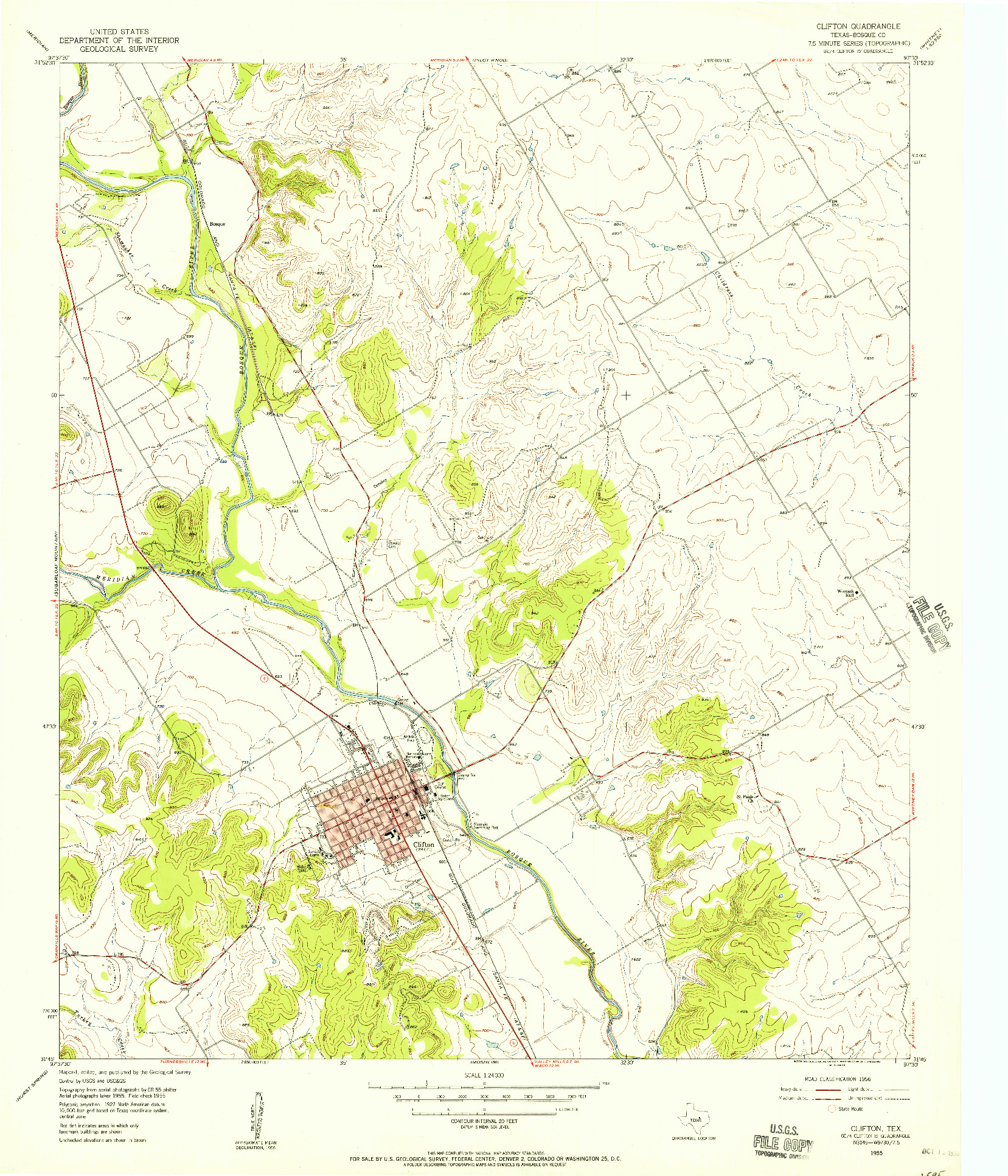 USGS 1:24000-SCALE QUADRANGLE FOR CLIFTON, TX 1955