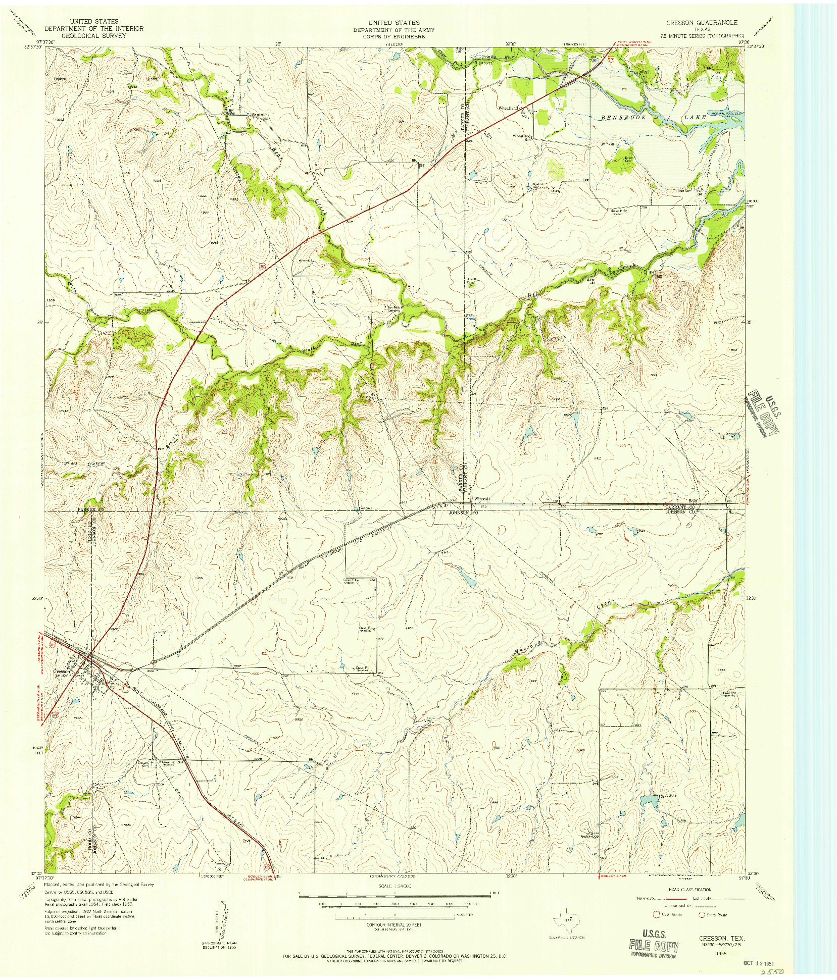 USGS 1:24000-SCALE QUADRANGLE FOR CRESSON, TX 1955