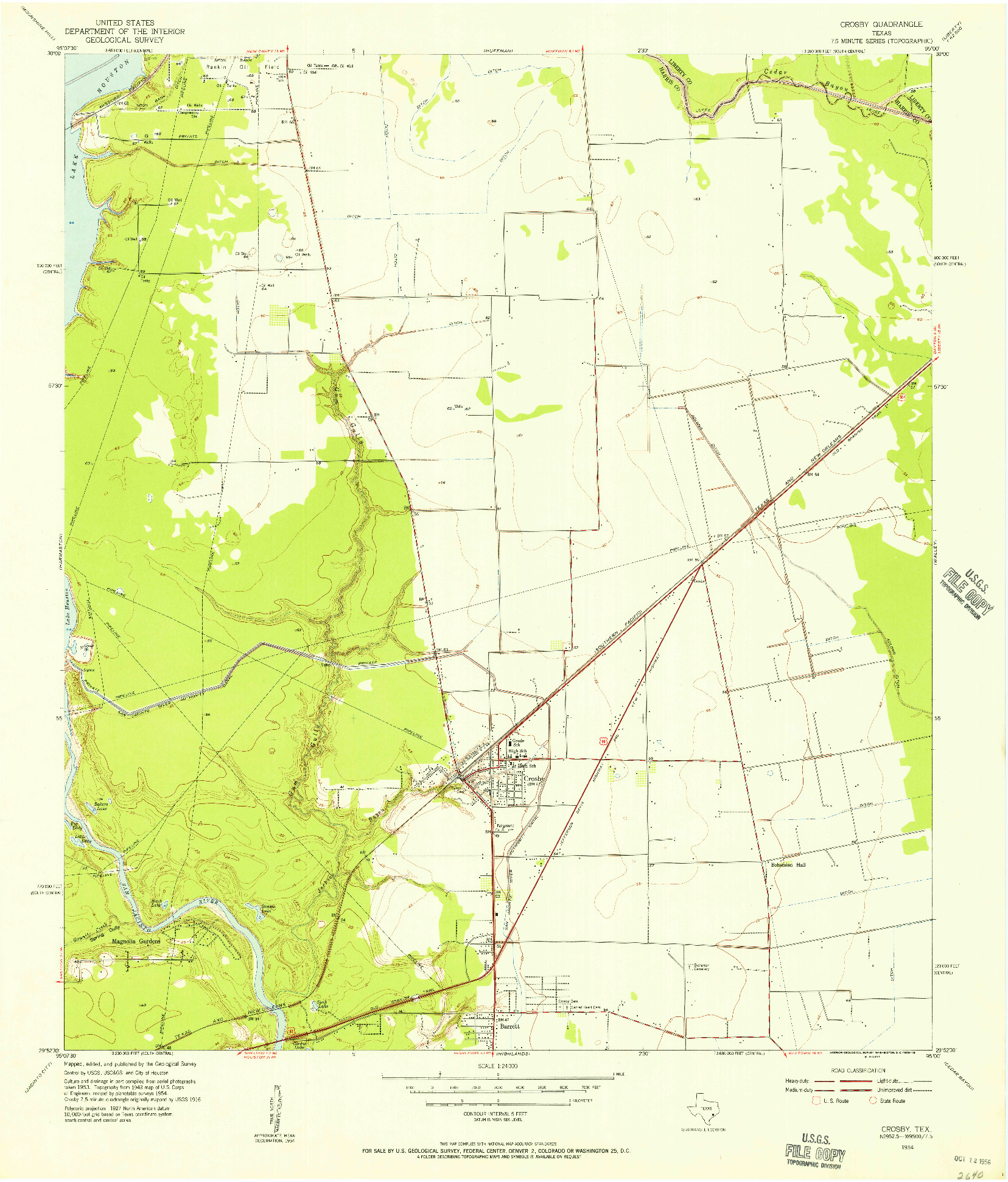 USGS 1:24000-SCALE QUADRANGLE FOR CROSBY, TX 1954