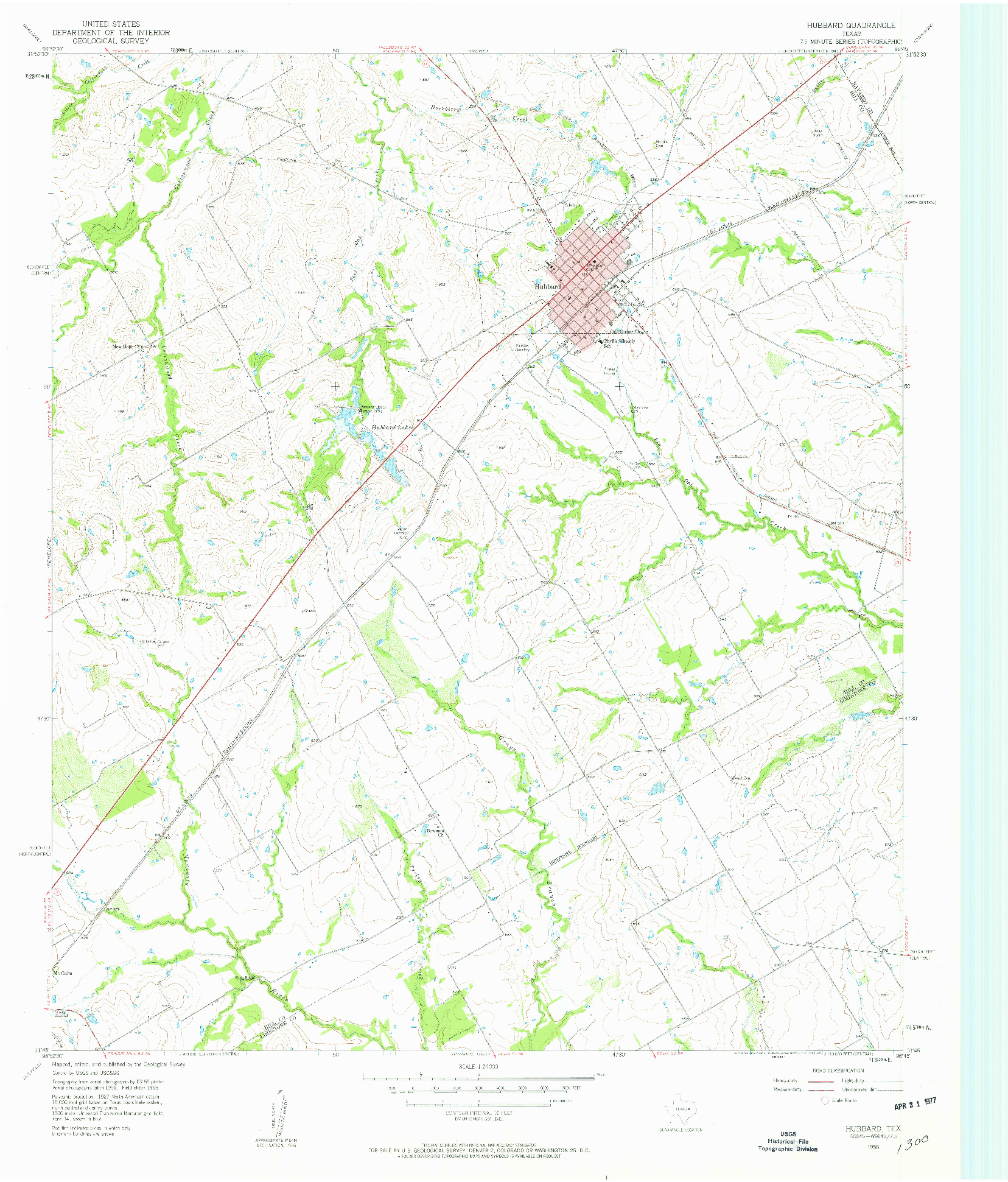 USGS 1:24000-SCALE QUADRANGLE FOR HUBBARD, TX 1956