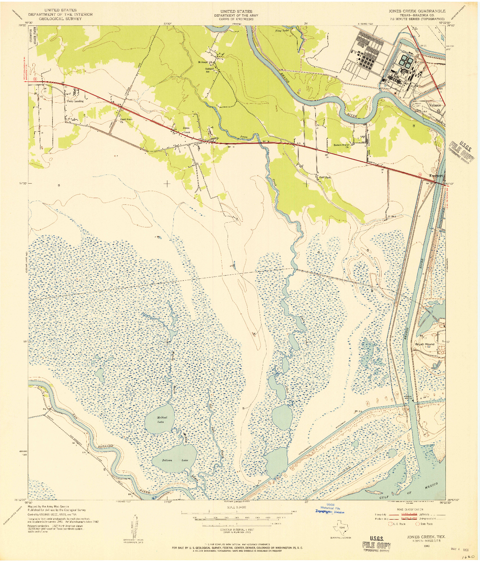 USGS 1:24000-SCALE QUADRANGLE FOR JONES CREEK, TX 1943