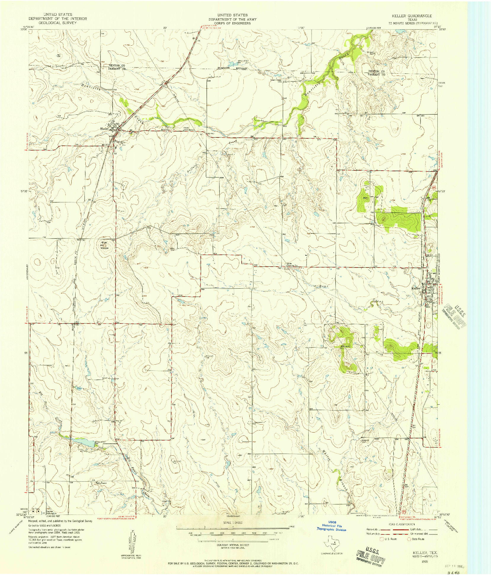 USGS 1:24000-SCALE QUADRANGLE FOR KELLER, TX 1955