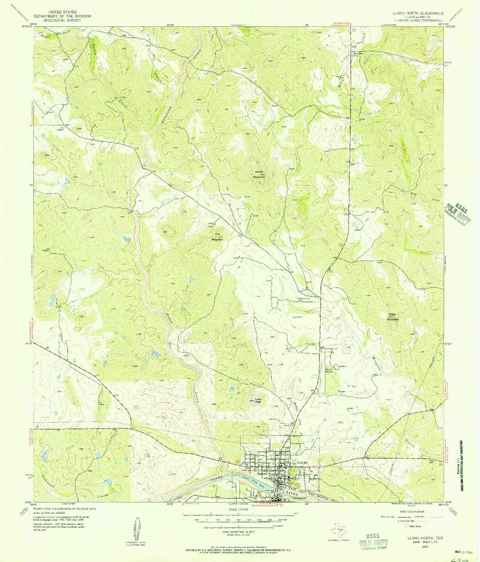 USGS 1:24000-SCALE QUADRANGLE FOR LLANO NORTH, TX 1955