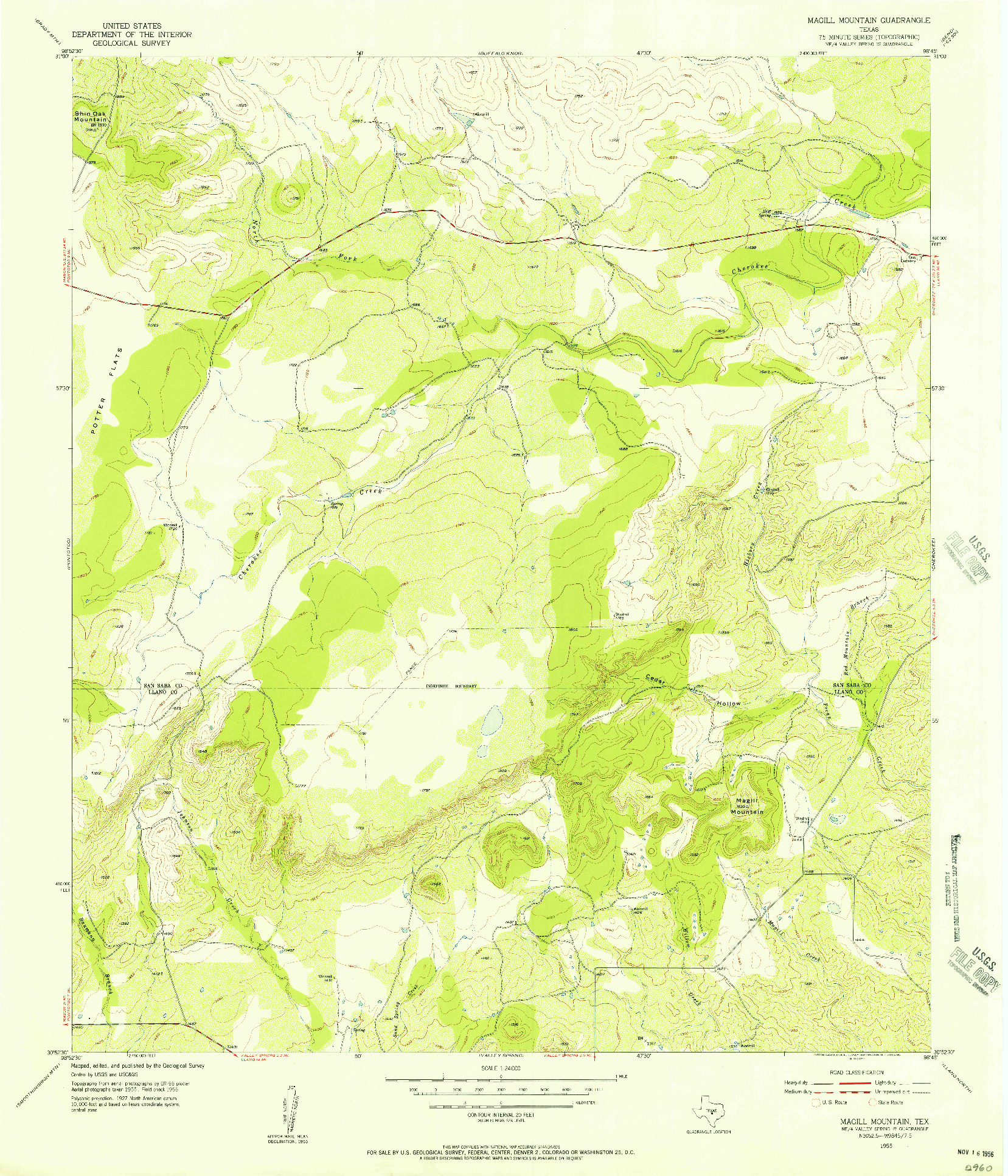 USGS 1:24000-SCALE QUADRANGLE FOR MAGILL MOUNTAIN, TX 1955