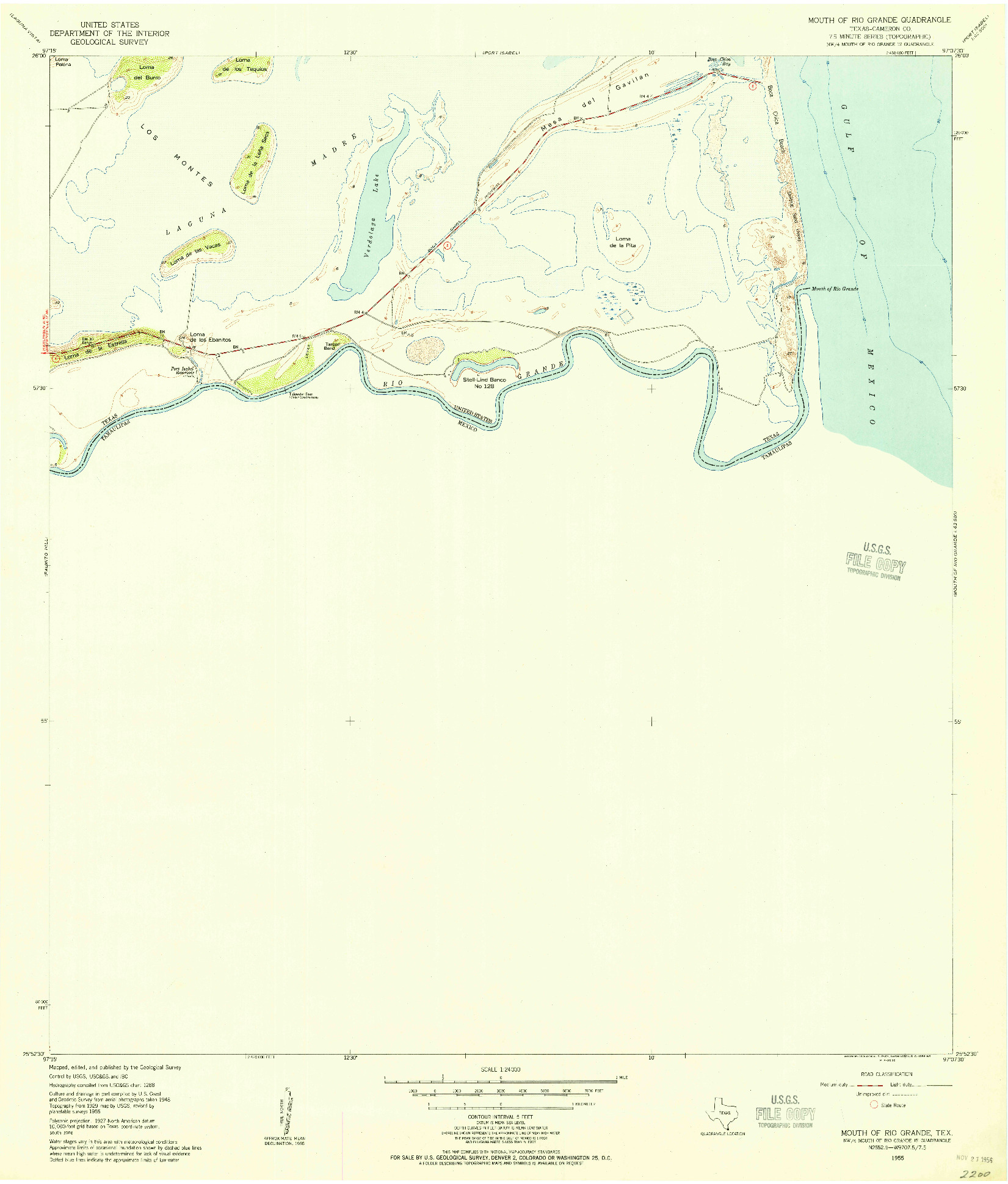 USGS 1:24000-SCALE QUADRANGLE FOR MOUTH OF RIO GRANDE, TX 1955