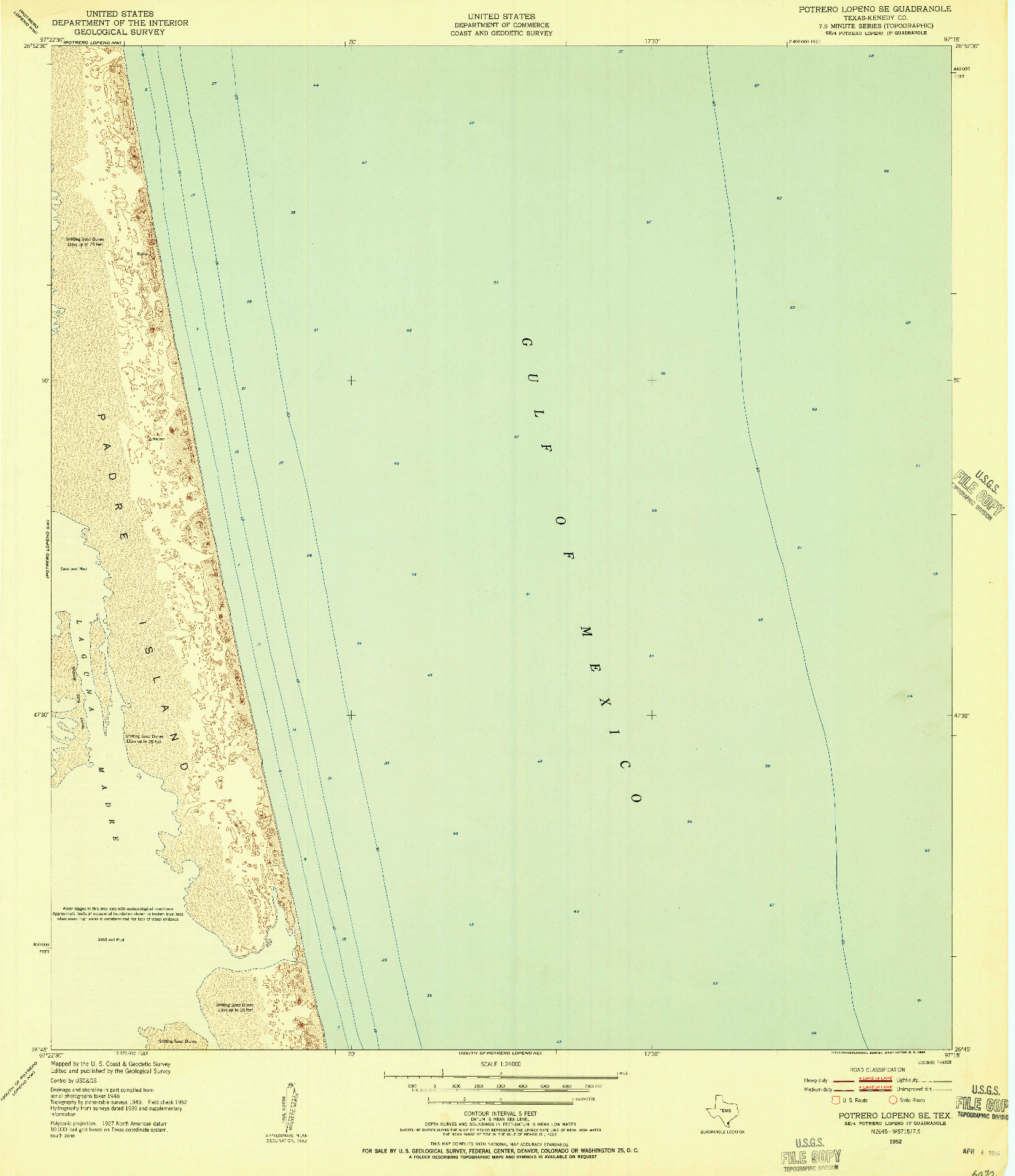 USGS 1:24000-SCALE QUADRANGLE FOR POTRERO LOPENO SE, TX 1952