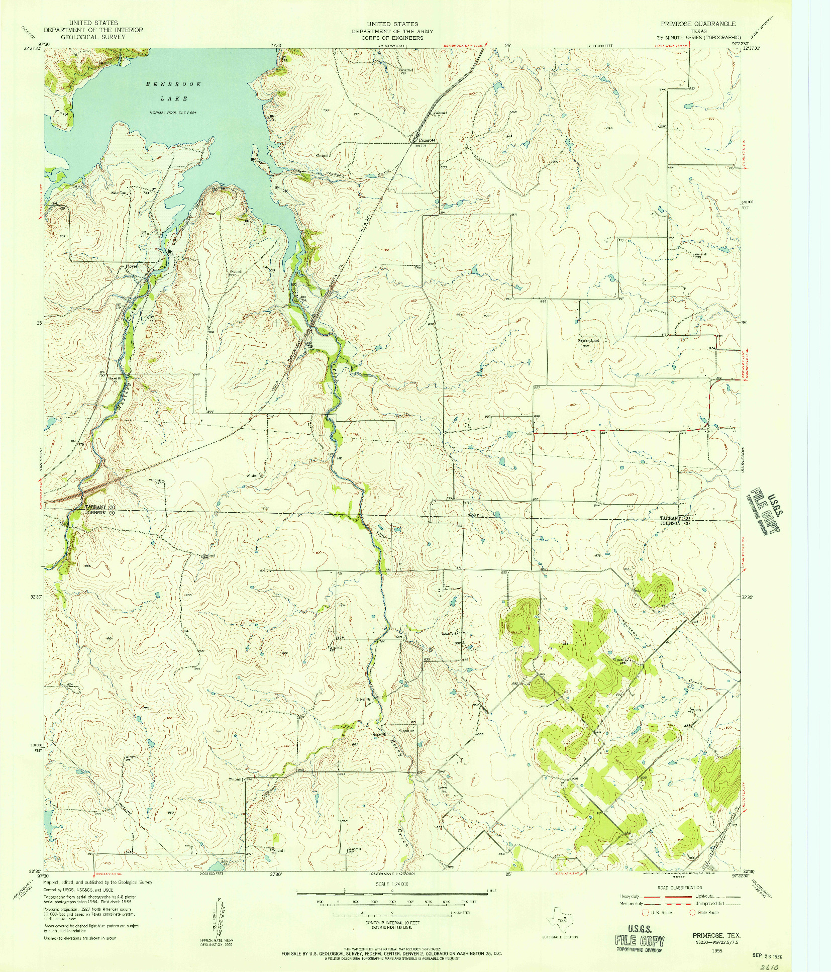 USGS 1:24000-SCALE QUADRANGLE FOR PRIMROSE, TX 1955