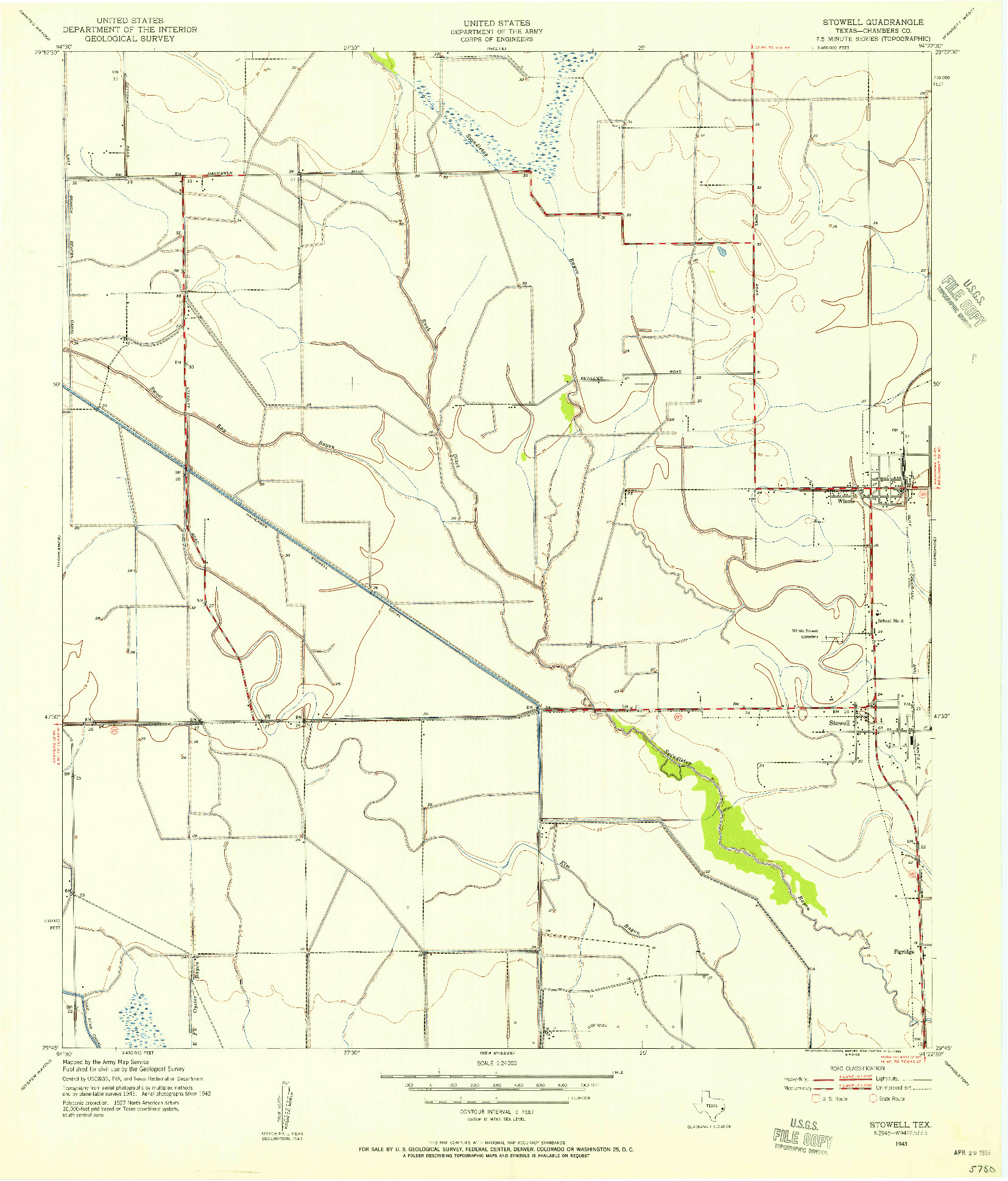 USGS 1:24000-SCALE QUADRANGLE FOR STOWELL, TX 1943