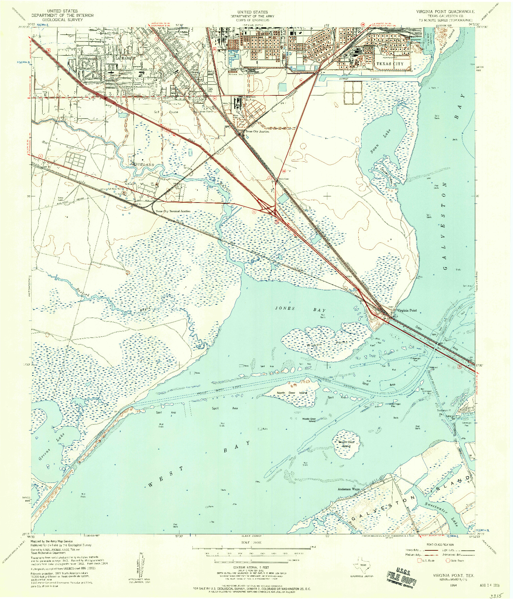 USGS 1:24000-SCALE QUADRANGLE FOR VIRGINIA POINT, TX 1954