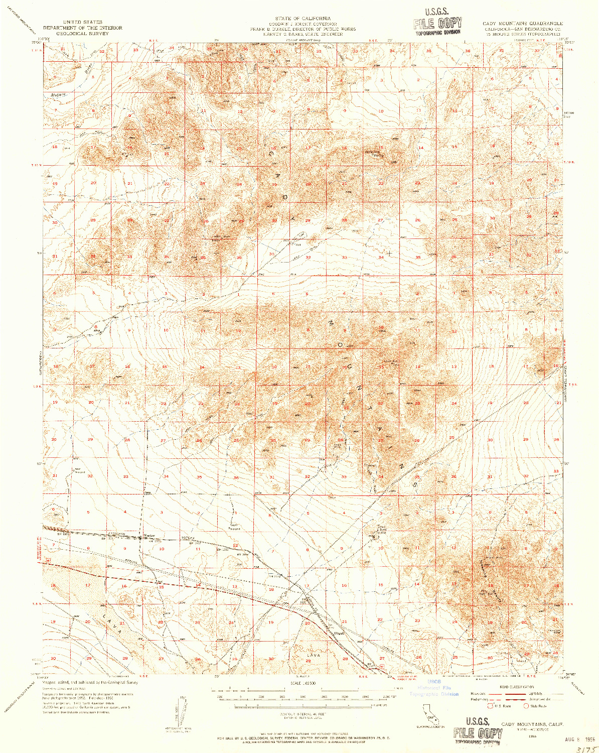 USGS 1:62500-SCALE QUADRANGLE FOR CADY MOUNTAINS, CA 1955