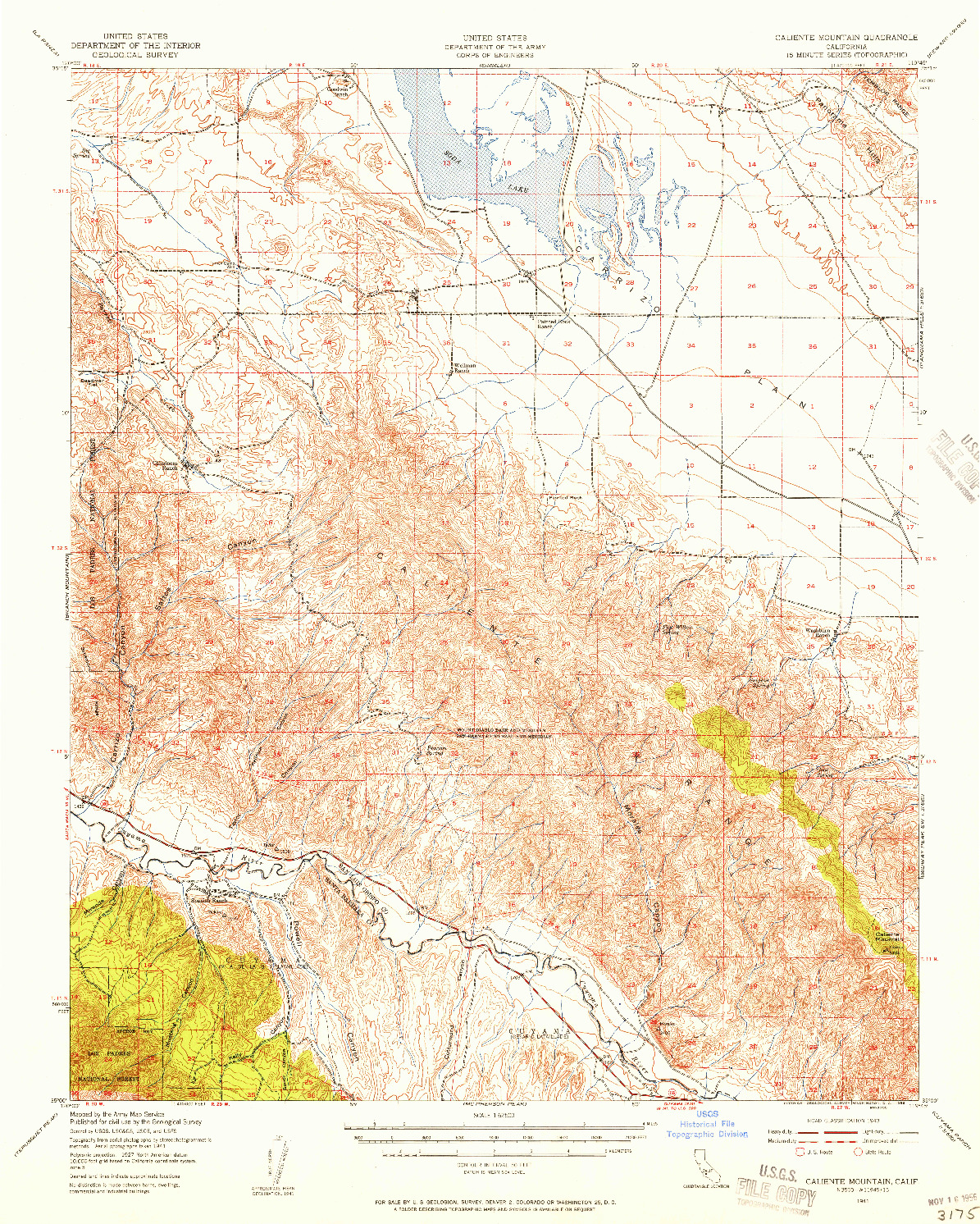 USGS 1:62500-SCALE QUADRANGLE FOR CALIENTE MOUNTAIN, CA 1941