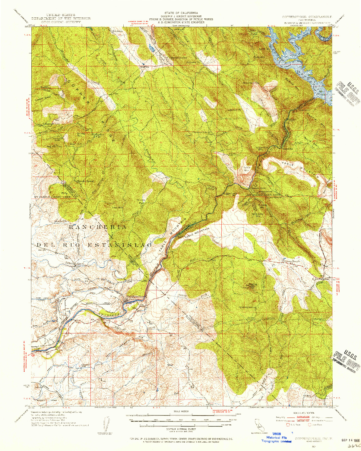 USGS 1:62500-SCALE QUADRANGLE FOR COPPEROPOLIS, CA 1954