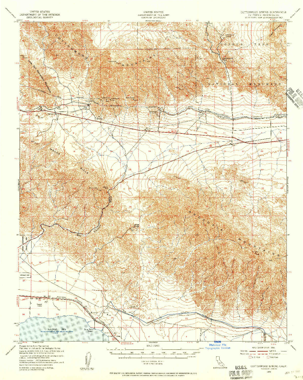 USGS 1:62500-SCALE QUADRANGLE FOR COTTONWOOD SPRING, CA 1940