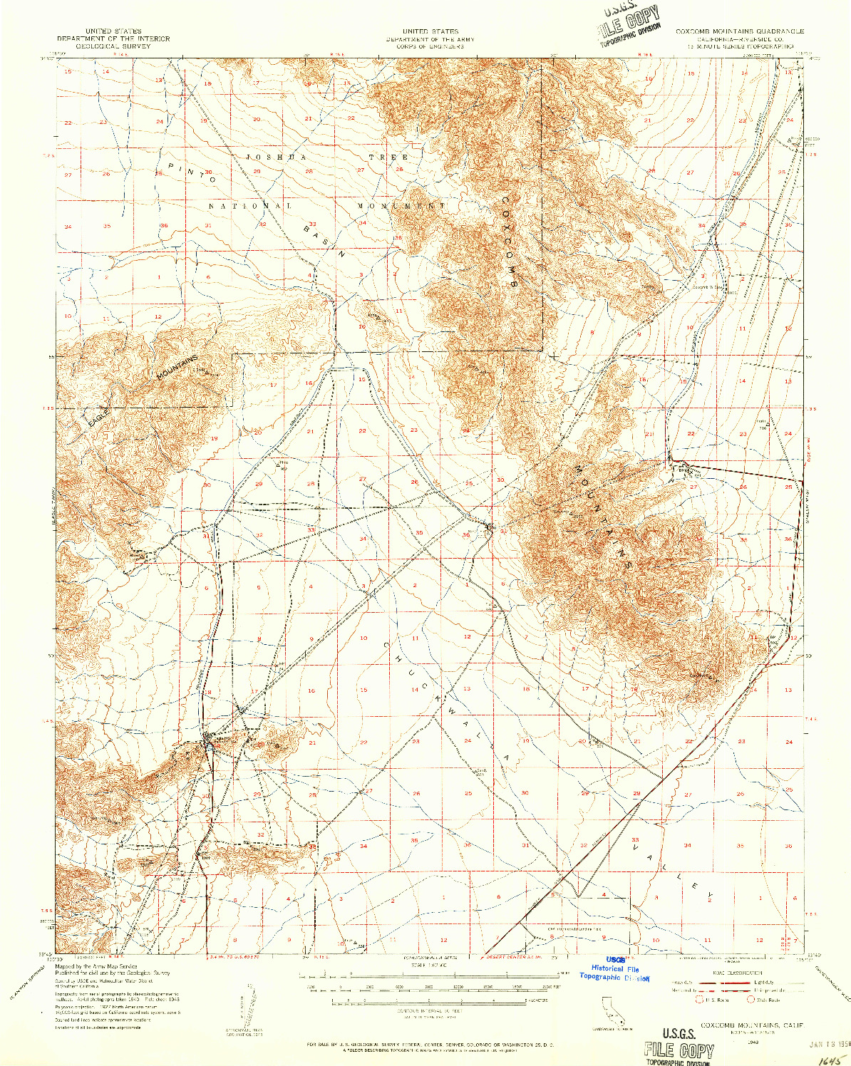 USGS 1:62500-SCALE QUADRANGLE FOR COXCOMB MOUNTAINS, CA 1943