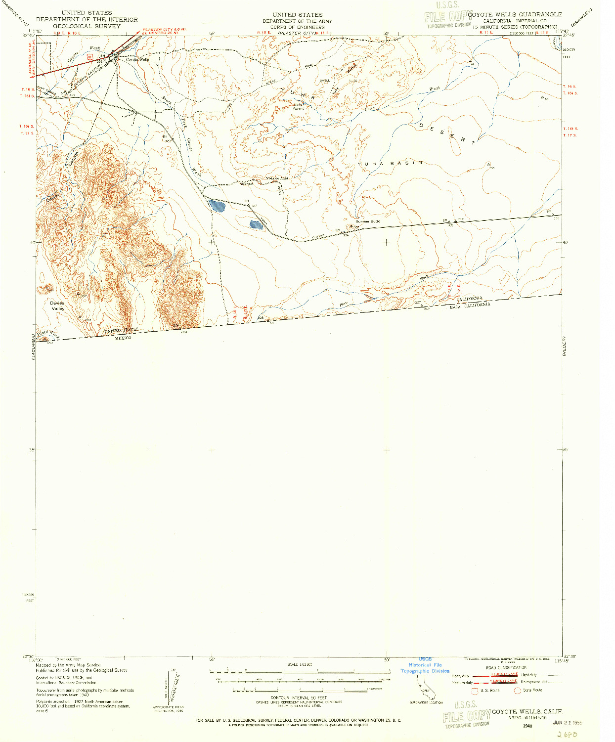 USGS 1:62500-SCALE QUADRANGLE FOR COYOTE WELLS, CA 1940