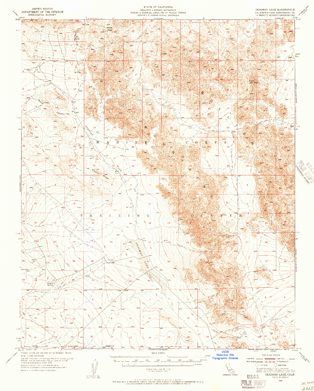 USGS 1:62500-SCALE QUADRANGLE FOR DEADMAN LAKE, CA 1955