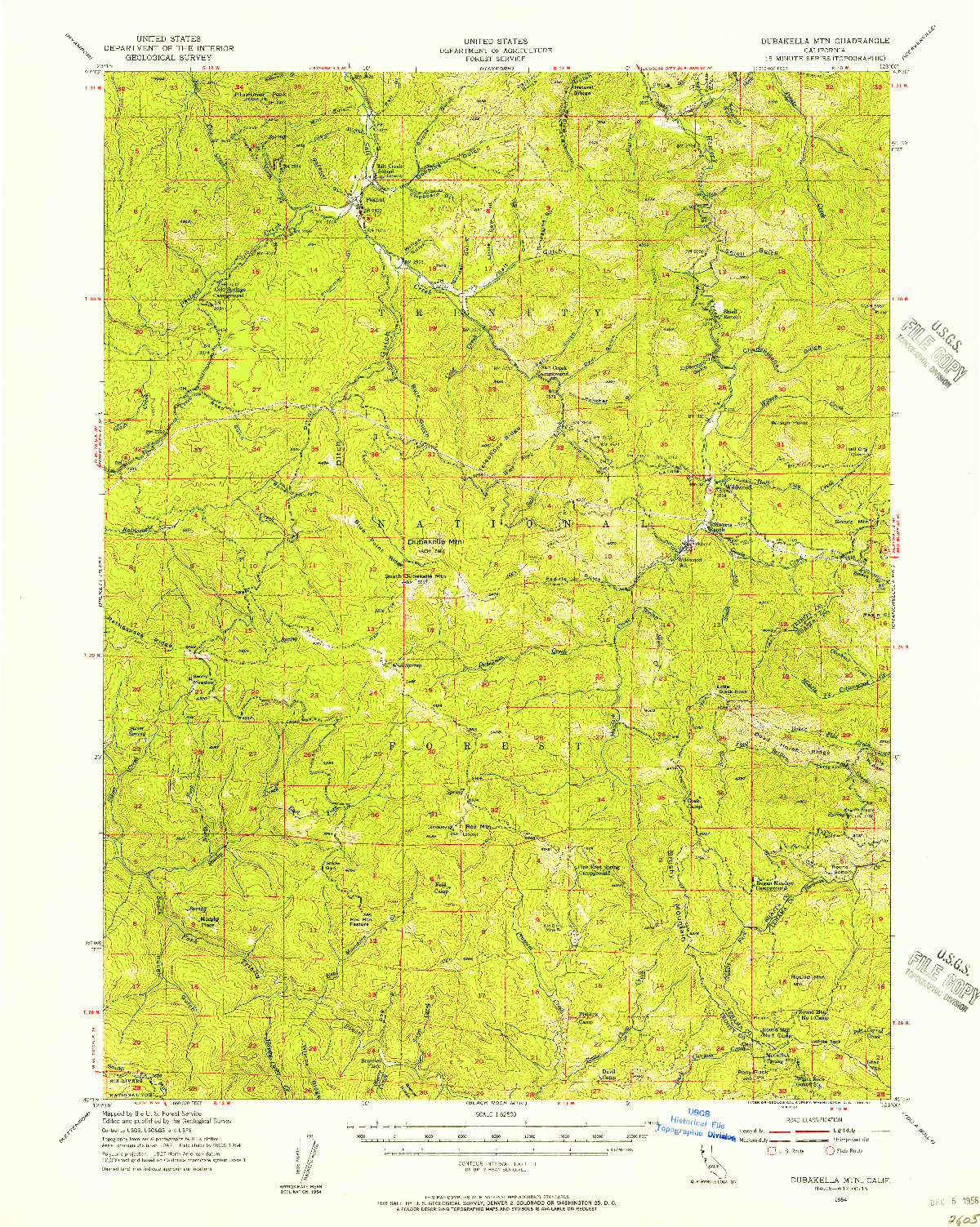 USGS 1:62500-SCALE QUADRANGLE FOR DUBAKELLA MTN, CA 1954