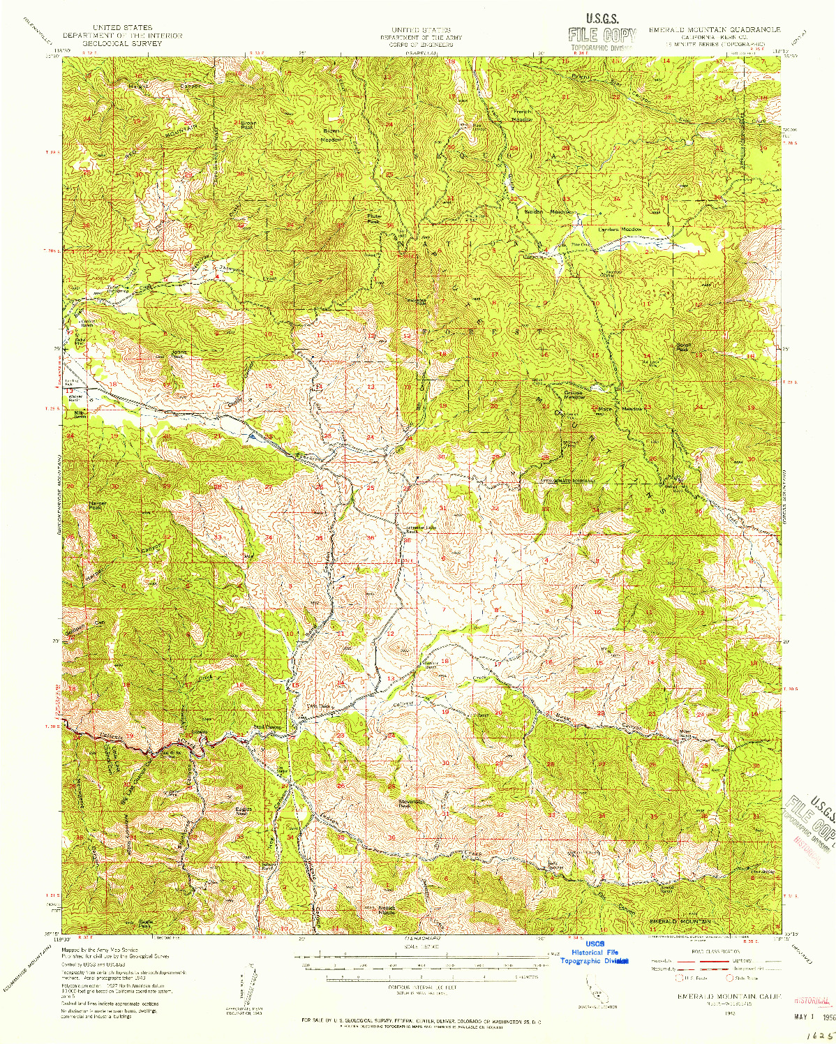 USGS 1:62500-SCALE QUADRANGLE FOR EMERALD MTN, CA 1943