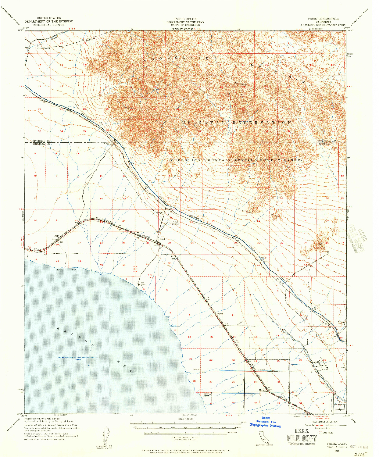 USGS 1:62500-SCALE QUADRANGLE FOR FRINK, CA 1940