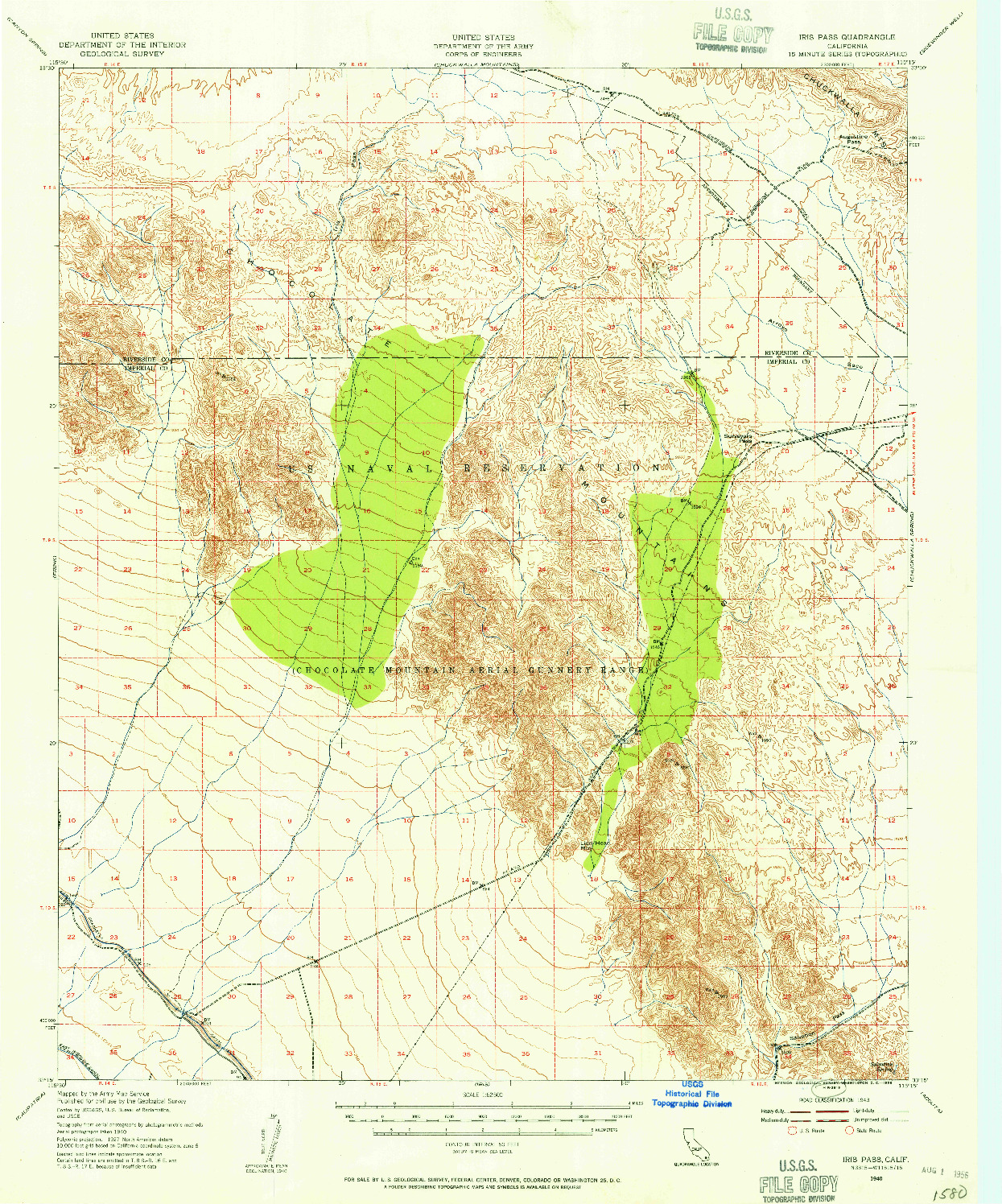 USGS 1:62500-SCALE QUADRANGLE FOR IRIS PASS, CA 1940