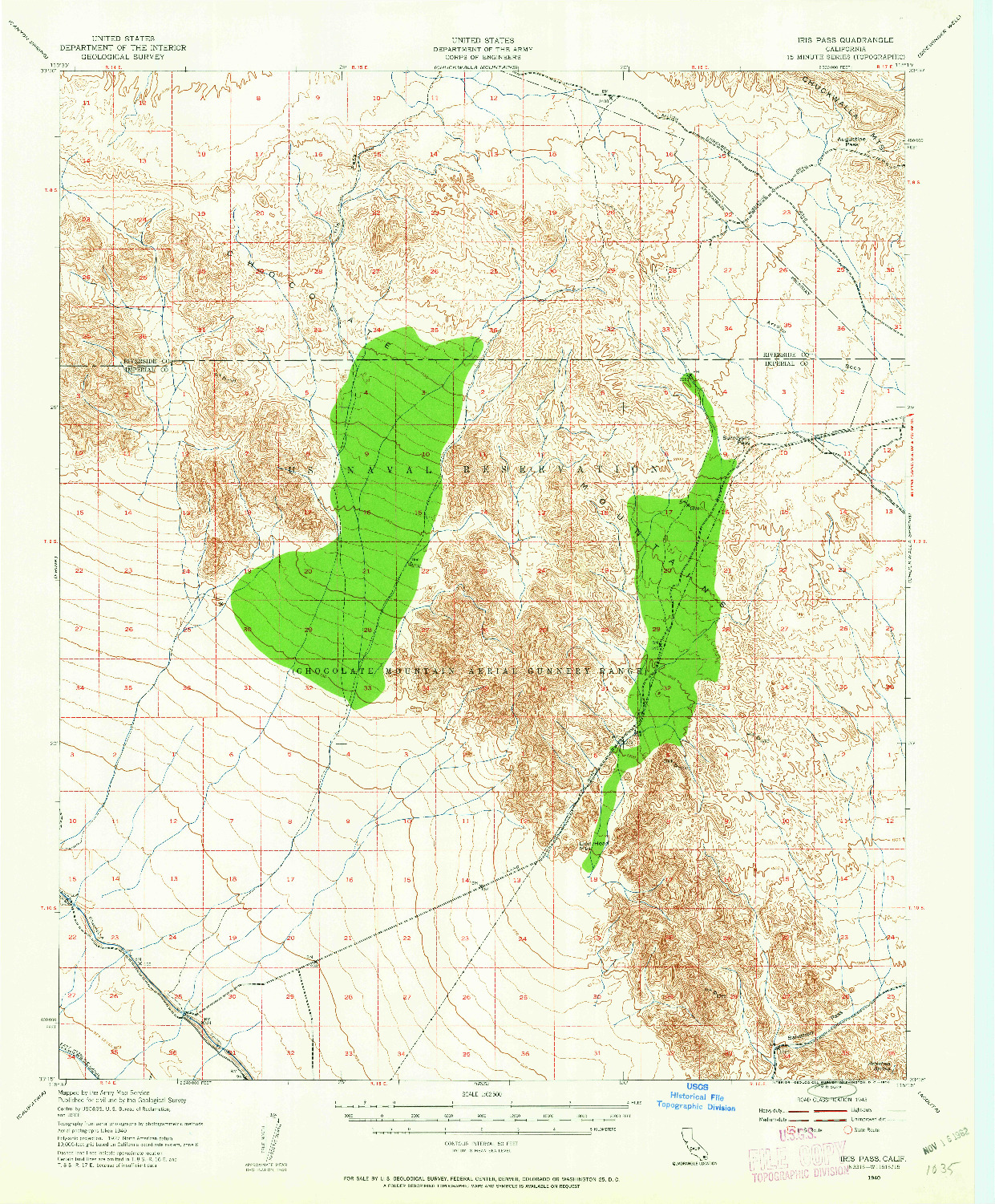 USGS 1:62500-SCALE QUADRANGLE FOR IRIS PASS, CA 1940