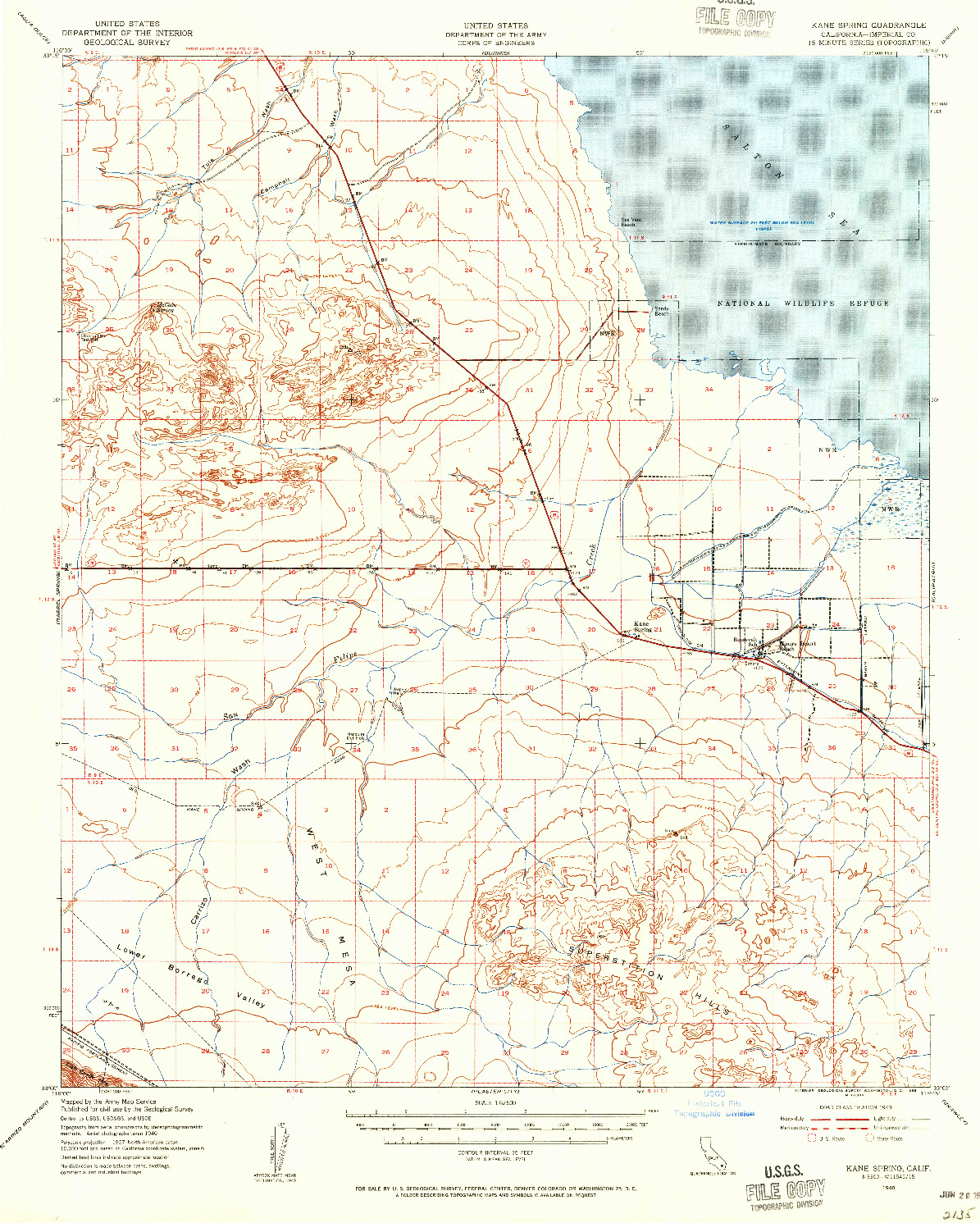 USGS 1:62500-SCALE QUADRANGLE FOR KANE SPRING, CA 1940