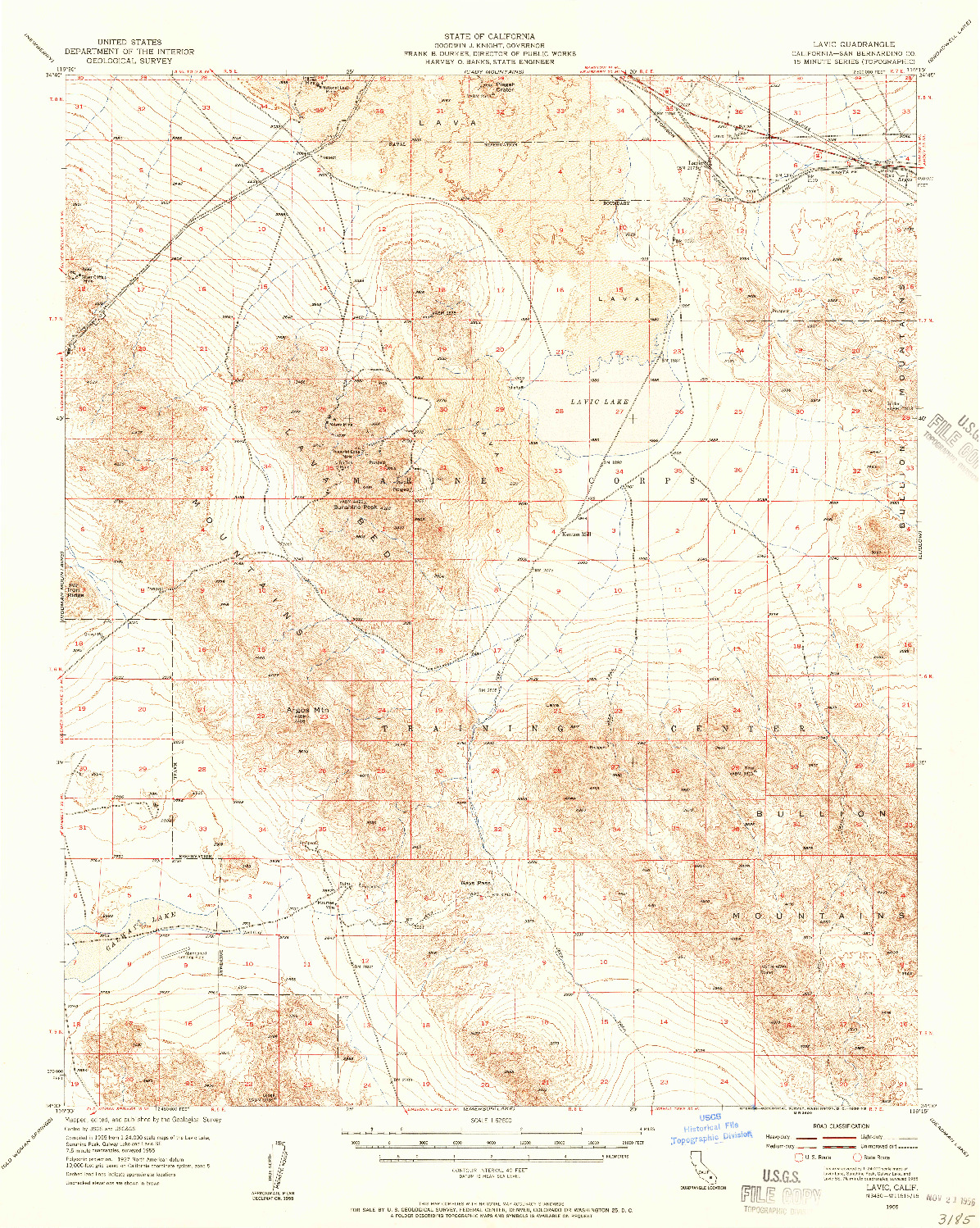 USGS 1:62500-SCALE QUADRANGLE FOR LAVIC, CA 1955