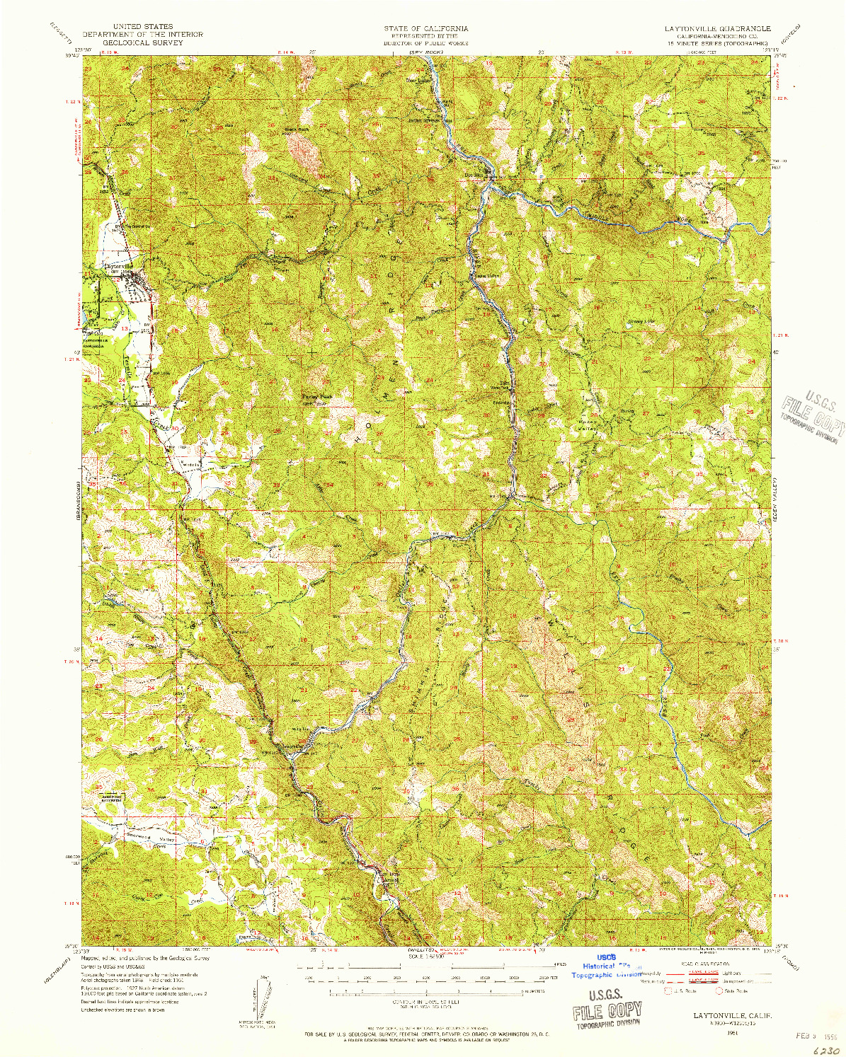 USGS 1:62500-SCALE QUADRANGLE FOR LAYTONVILLE, CA 1951