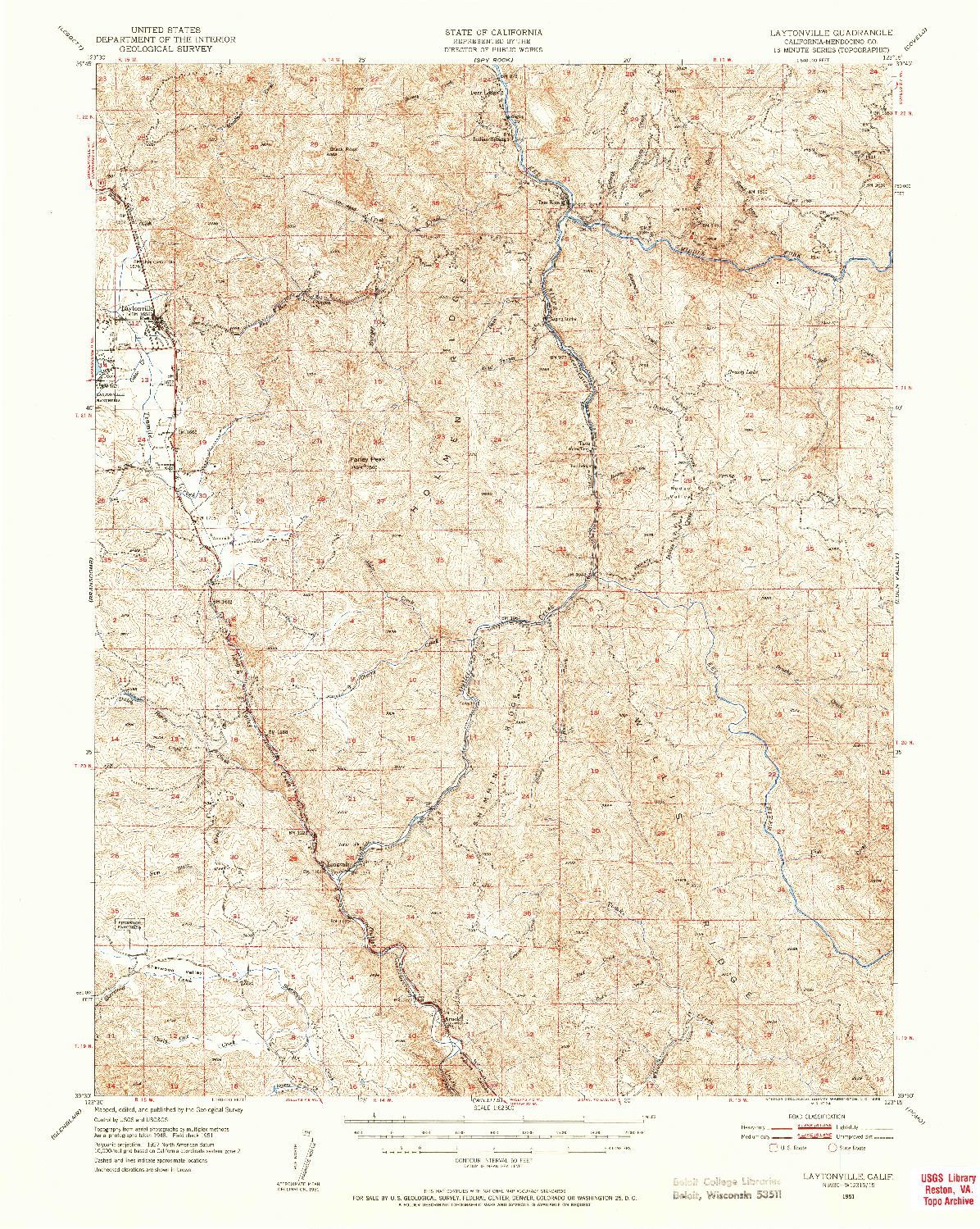 USGS 1:62500-SCALE QUADRANGLE FOR LAYTONVILLE, CA 1951