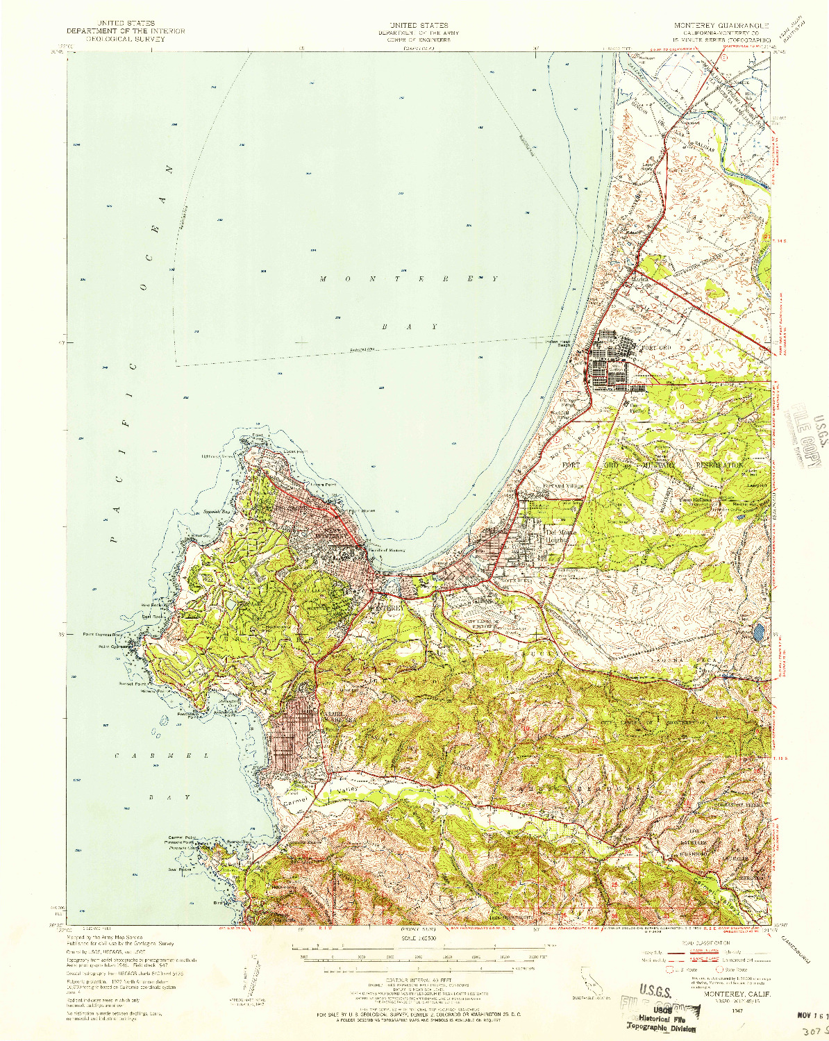 USGS 1:62500-SCALE QUADRANGLE FOR MONTEREY, CA 1947