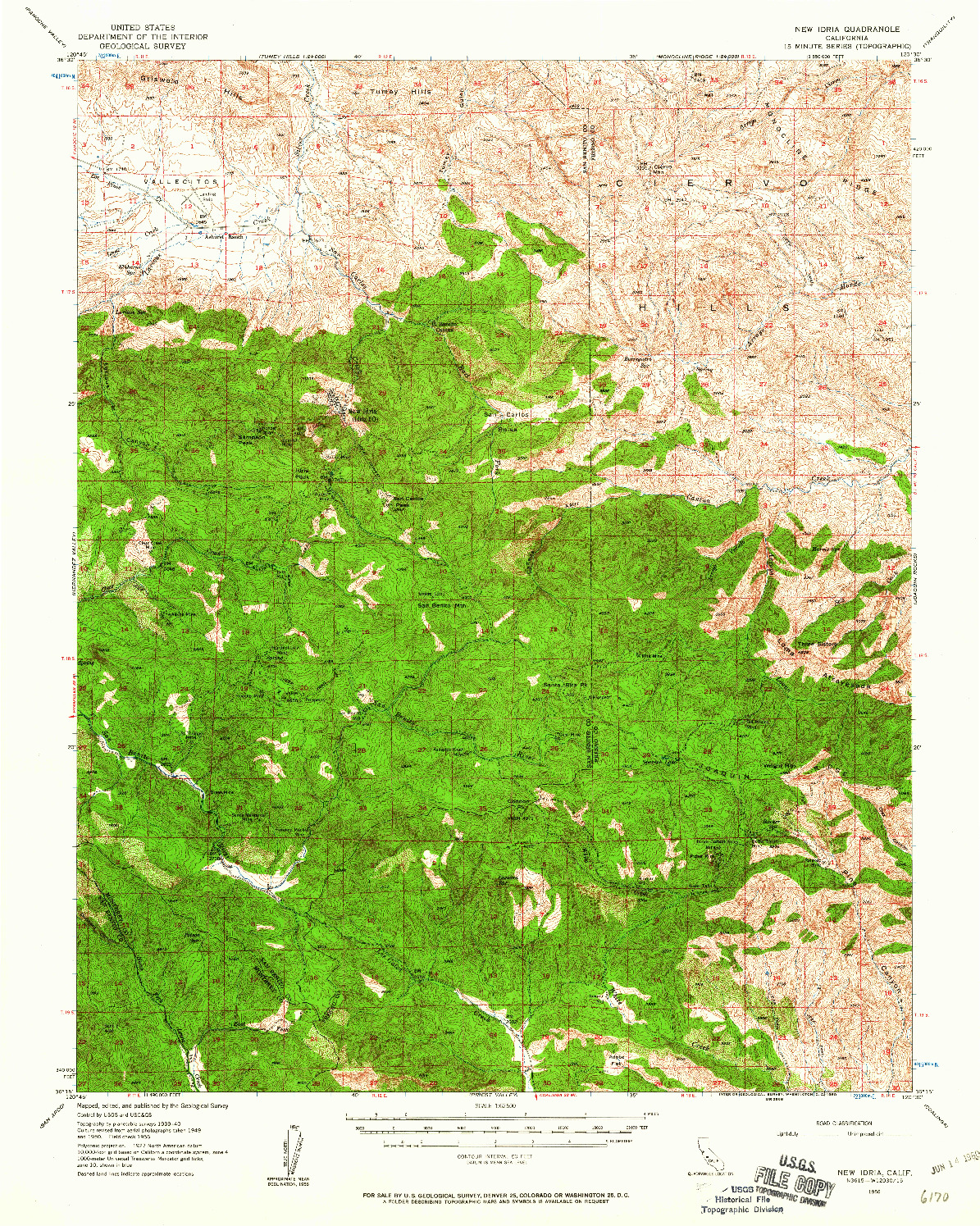 USGS 1:62500-SCALE QUADRANGLE FOR NEW IDRIA, CA 1956