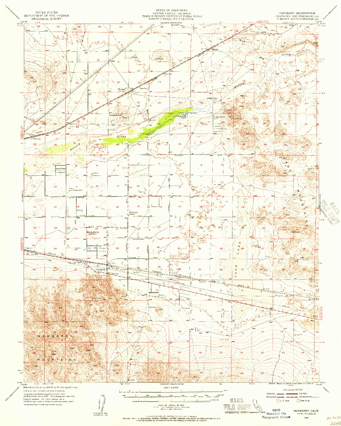 USGS 1:62500-SCALE QUADRANGLE FOR NEWBERRY, CA 1955