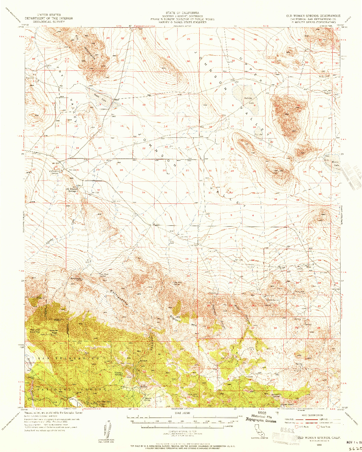 USGS 1:62500-SCALE QUADRANGLE FOR OLD WOMAN SPRINGS, CA 1955